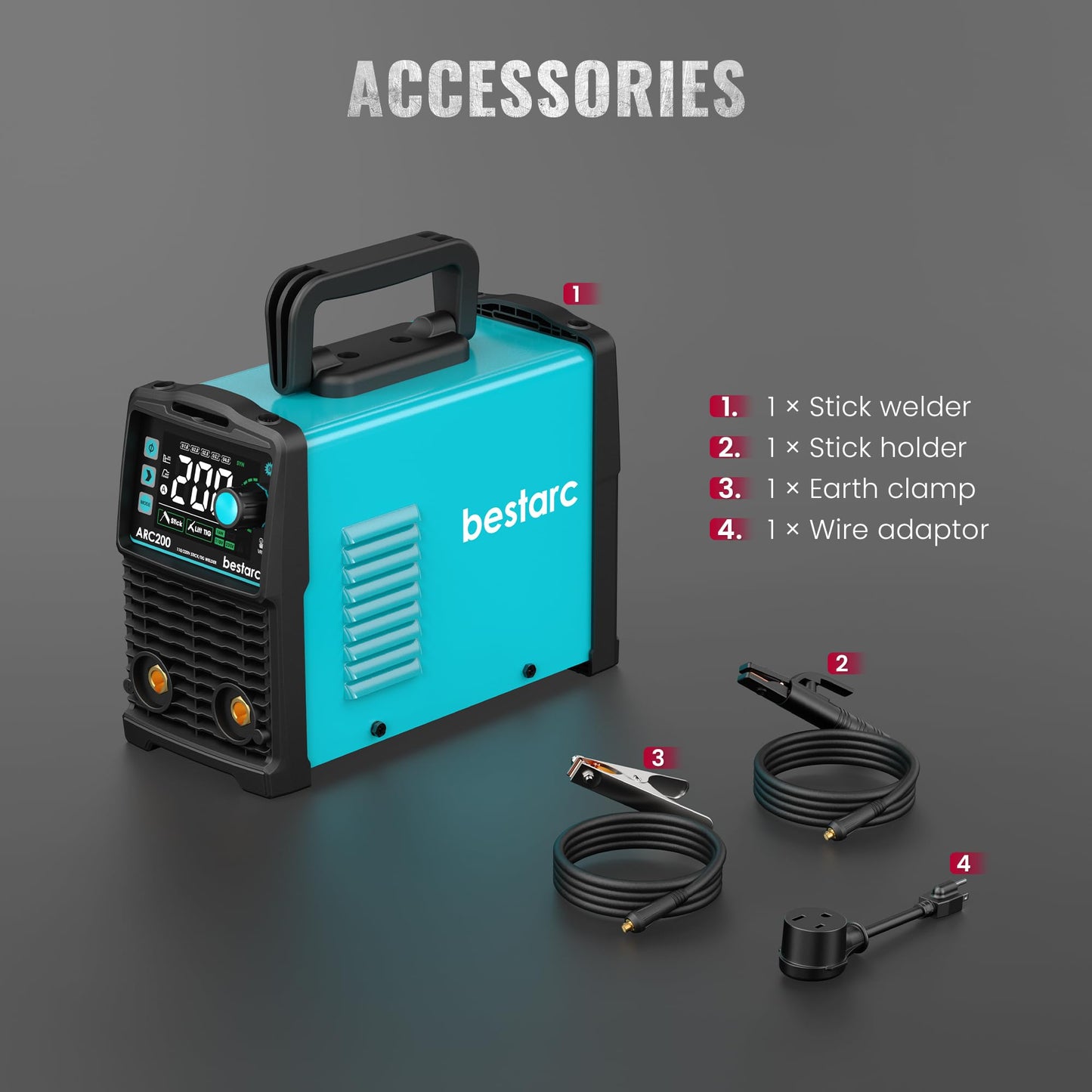 bestarc Stick Welder 200A, Large LED Display ARC/Lift TIG Welding Machine, 110V/220V Dual Voltage with Synergic Control, IGBT Inverter Portable MMA Welder Machine with Hot Start, Arc Force and VRD