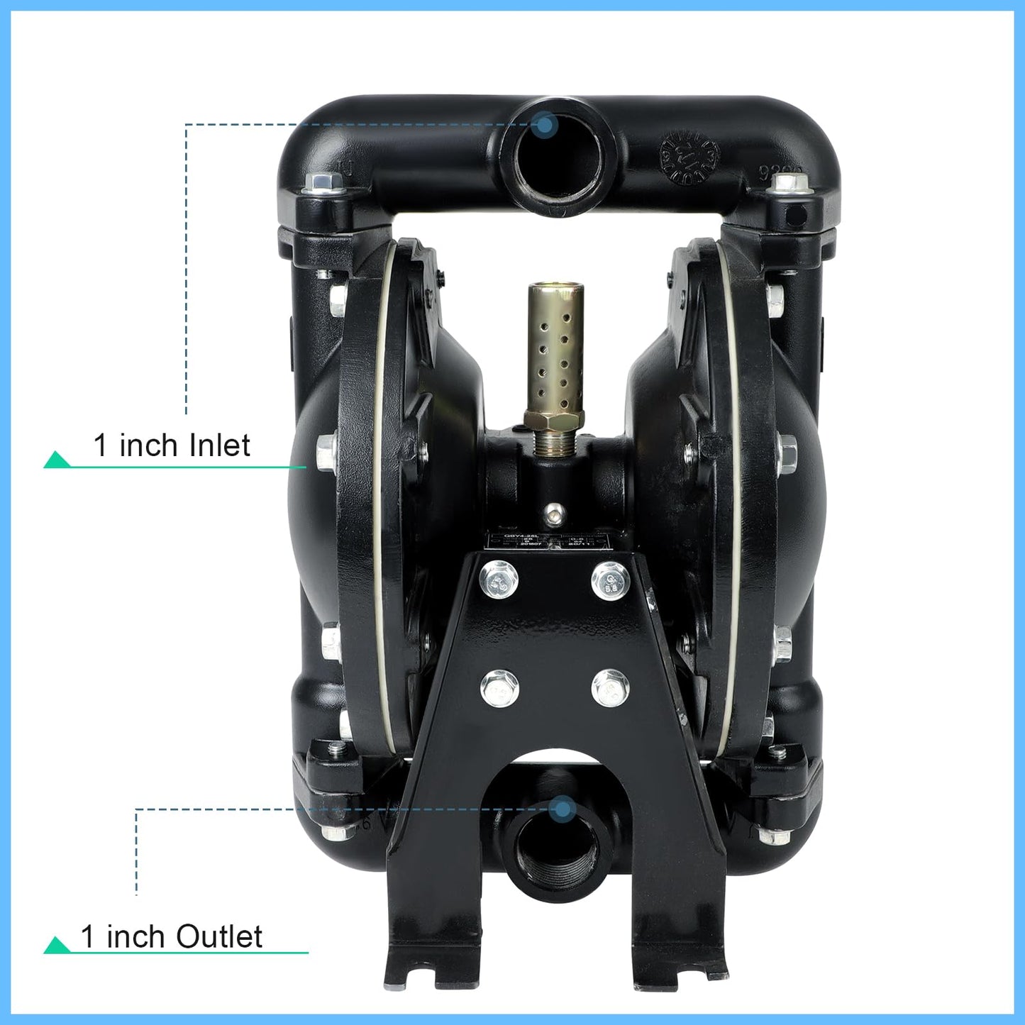 Air-Operated Double Diaphragm Pump For Environmental Protection Drainage Construction Petroleum Chemical Pharmaceutical Electric Power (Black, 1 Inlet Outlet)