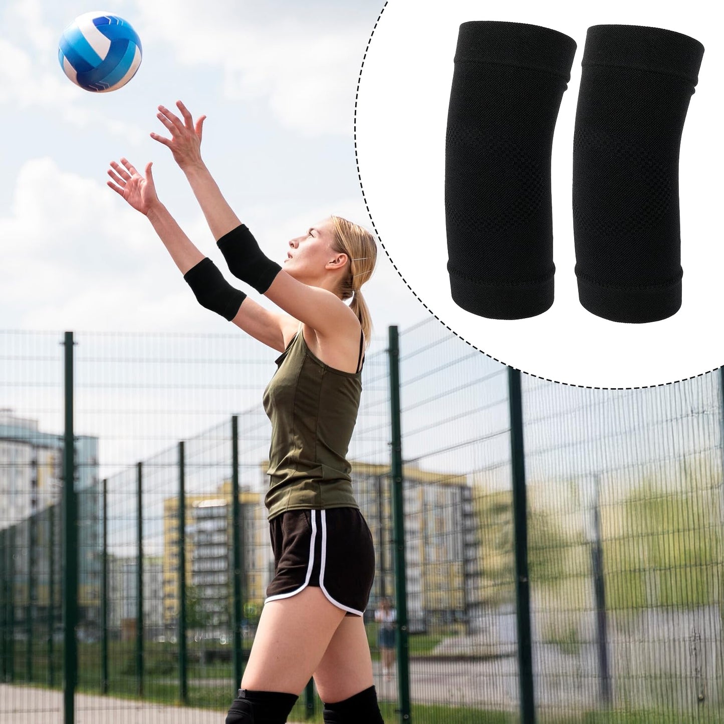 Ptwola Elbow Compression Sleeve Nylon Comfort Tennis Elbow Support Brace Breathable Fitness Sports Arm Joint Protection for Women Men Workouts Tendonitis Tennis Volleyball Golf (Black)