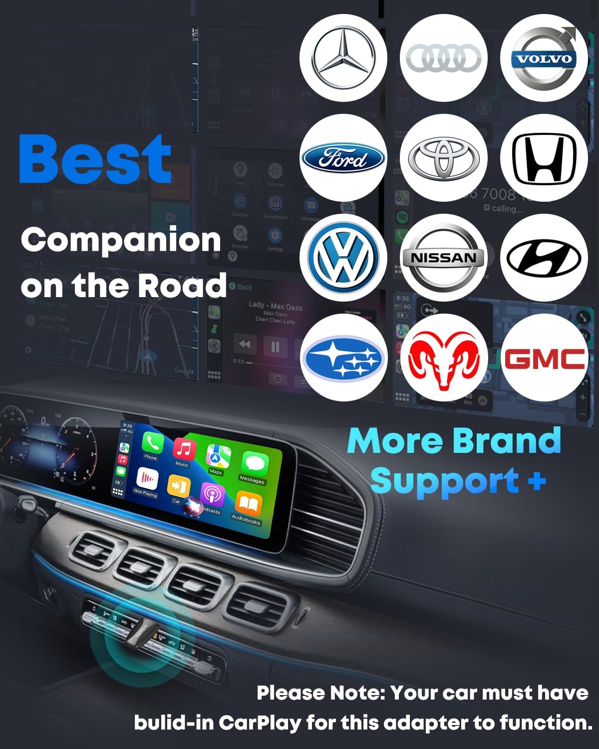 carsyncpro Control,(A/C/E/S/CLA/CLS/GLA/GLB/GLC/GLE/GLS/G-Class) Benz Wireless CarPlay Adapter, Wireless