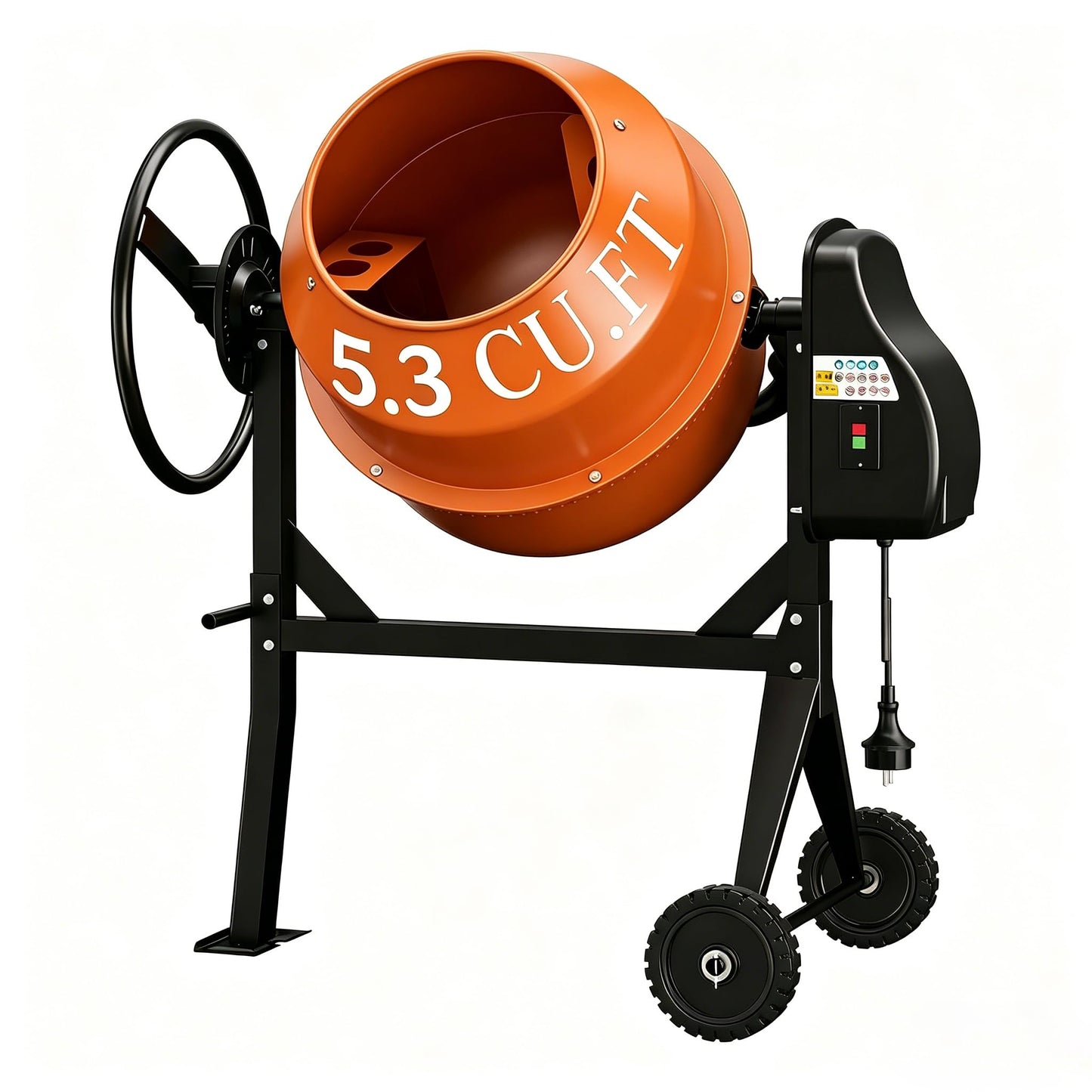 SILVEL Concrete Mixer Machine 5.3 Cu.Ft. – Rated 550W (Max 750W 1HP) Heavy Duty Portable Industrial Cement Mixing Machine with Wheel & Stand for Stucco, Mortar, Seeds, Amber