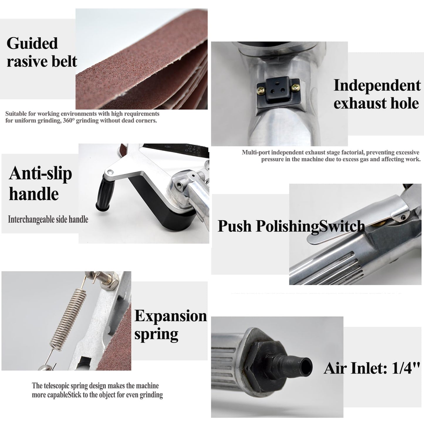 Professional Round Tubing Pipe Sander, Metal Air Pipeline Polishing Machine, Pneumatic Steel Pipe Grinder, Variable Speeds with 8PCS Sanding Belts for Burnishing Finishing Rust Removal