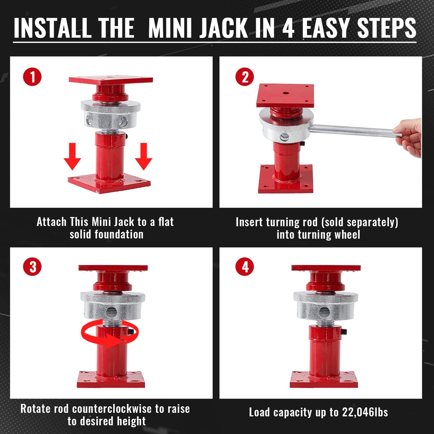 Lanties Adjustable Screw Jack Post for House Leveling, Manufacturing House Jacks with Wrench Screw Steel Shores, Range of Adjustment (6.5''-9'',Red,1 Pcs)