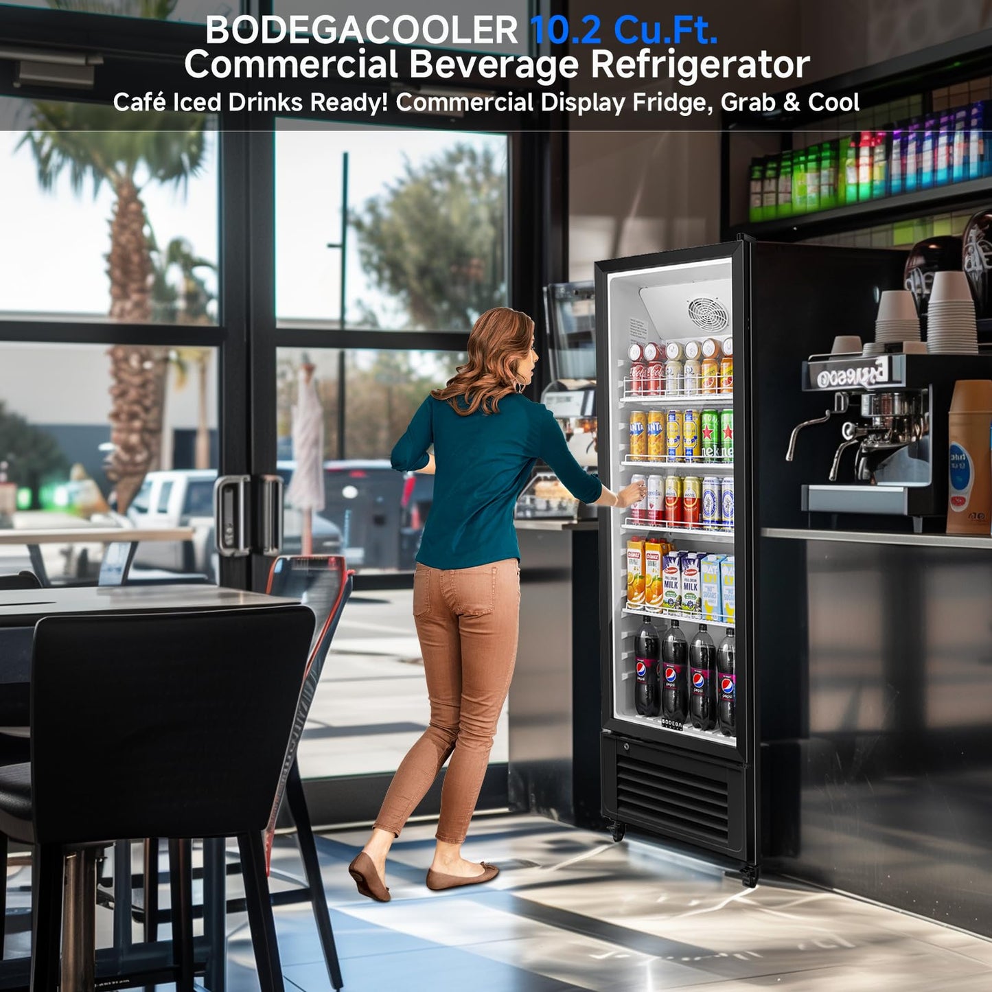 BODEGACOOLER Commercial Beverage Refrigerator, 264 cans & 120 Bottles Display Fridge, Soft LED Light & Automatic Defrost, Commercial Merchandiser Refrigerators,For Office,Home,Garage,Gym,Shop,Man cave