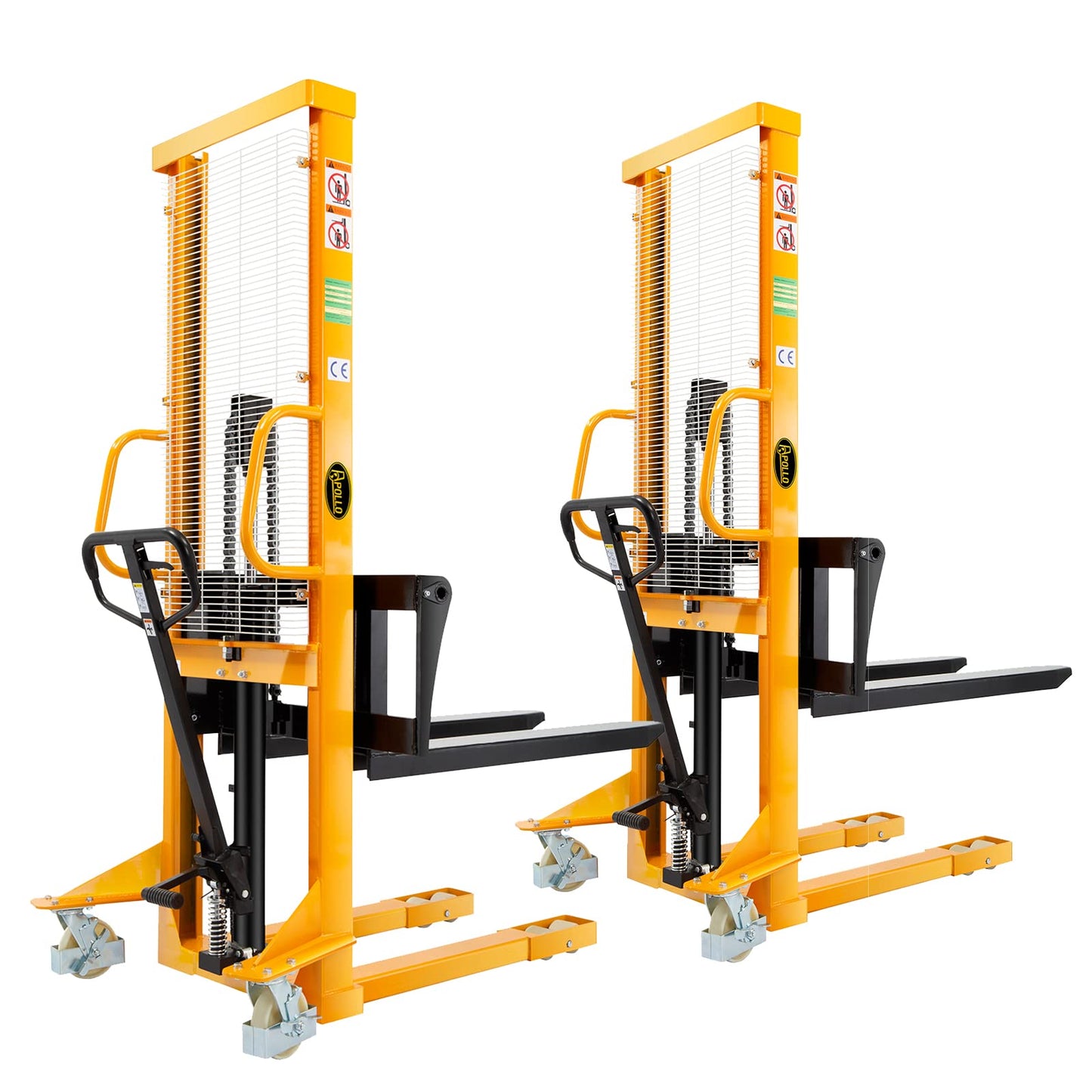 APOLLOLIFT 2 Pices Manual Stacker 2200lbs Capacity 63" Lift Height Pump Fixed Leg Lift Truck Pallet Stacker Suitable for Open Bottom Pallet