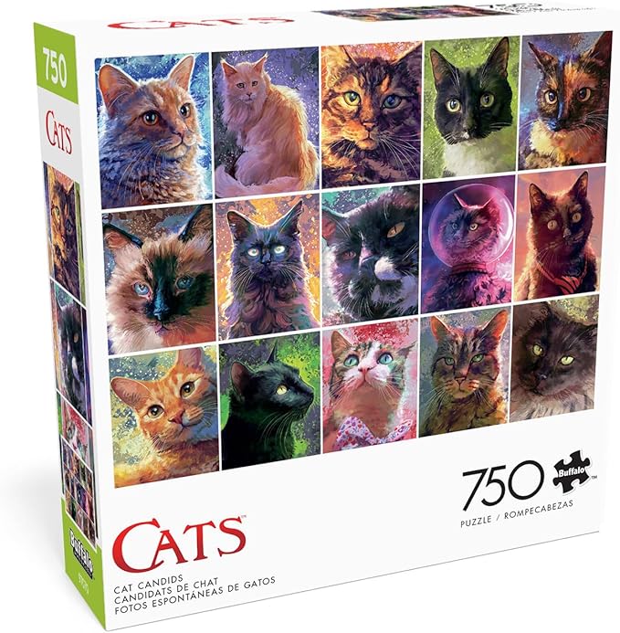 Buffalo Games - Louise Goalby - Cat Candids - 750 Piece Jigsaw Puzzle for Adults -Challenging Puzzle Perfect for Game Nights - Finished Size is