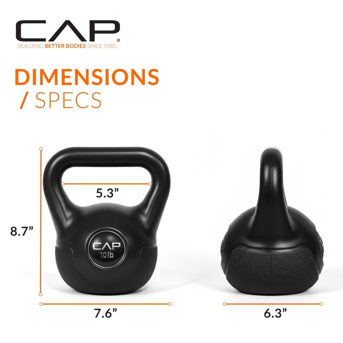 CAP Barbell 45 LB Cement Kettlebell Set – 10 lb, 15 lb & 20 lb Vinyl-Coated Kettlebells for Strength Training, Cardio, Cross Training & Home Gym Workouts
