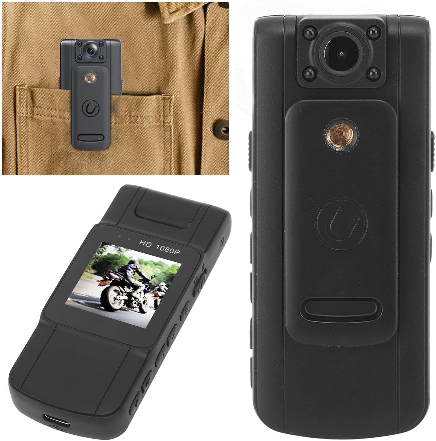 Sanpyl L11 1080P 180 1.54inch Body Camera, HD Wearable Mini Body Cameras with IR Night Vision, Rotatable Lens, Screen