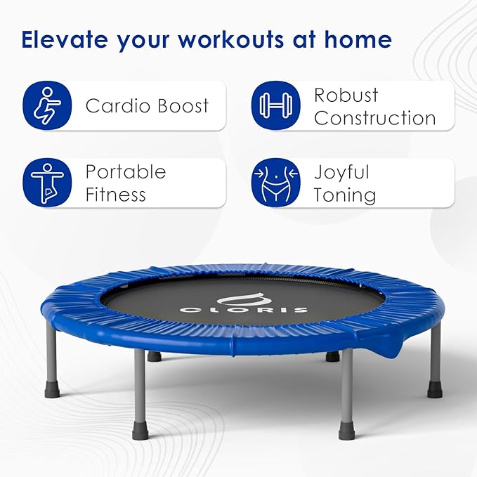 CLORIS 36'' Foldable Mini Trampoline - Max Load 170lbs, Rebounde Trampoline for Adults Indoor/Outdoor Fitness Body Exercise
