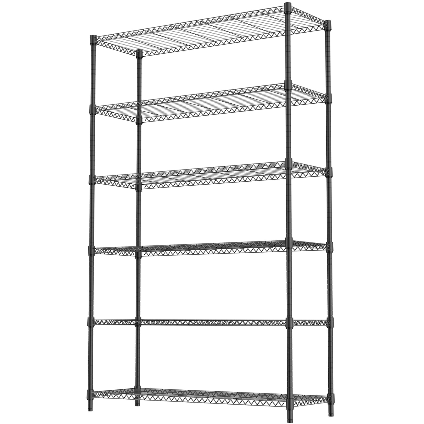 M MZG 6 Tiers Storage Shelves Load 2100LBS, Metal Shelving Wire Metal Shelving Unit Shelves for Storage Adjustable Garage Shelving for Pantry Kitchen Garage Black 17.7" D x 47.3" W x 82.4" H