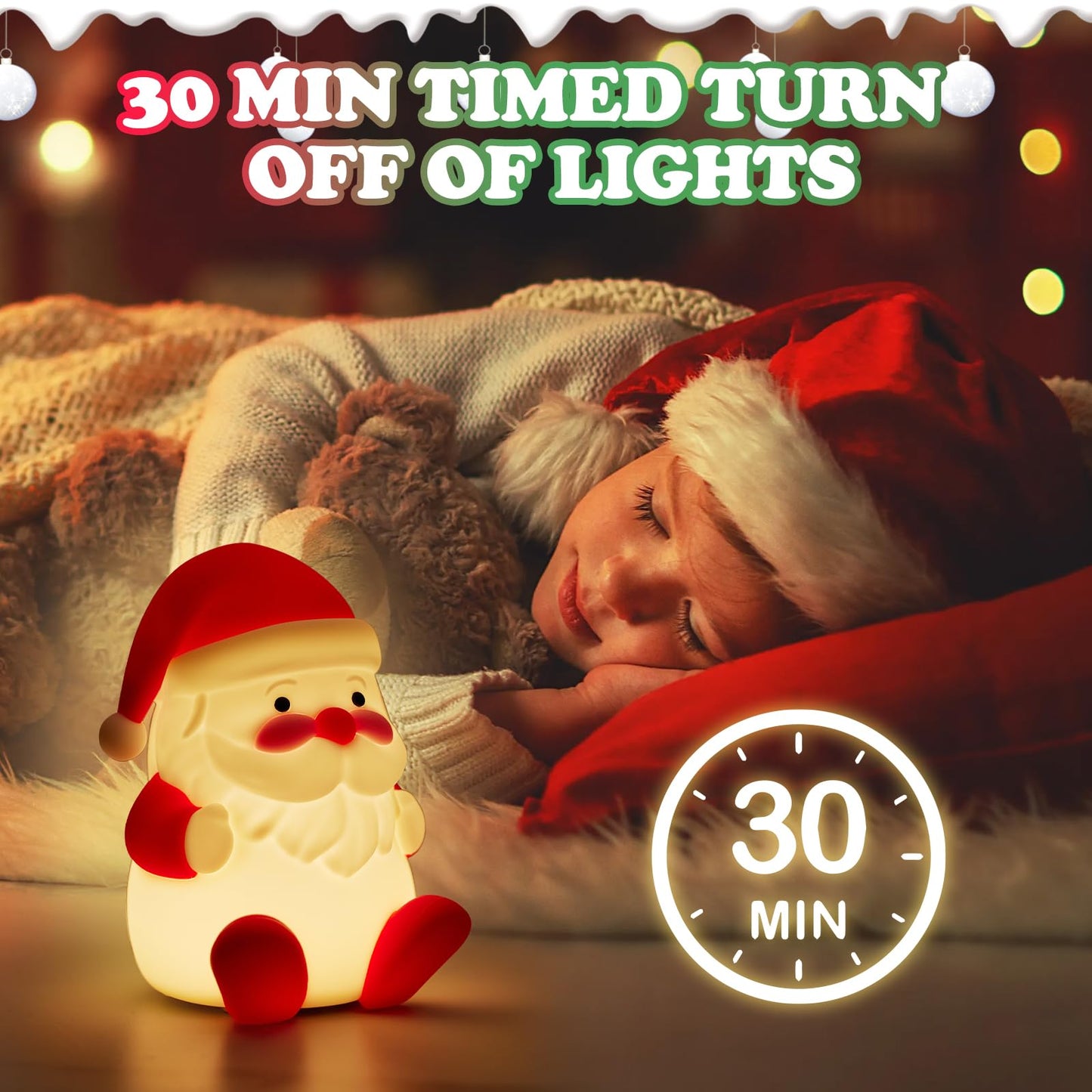 LED Cute Christmas Gift Night Light - Dimmable Bedside Lamp for Nursery - Rechargeable Touch Lamp with Squishy Silicone Cover - Cute Christmas Gift for Boys, irls, Baby, Children - Room Decor for Kids
