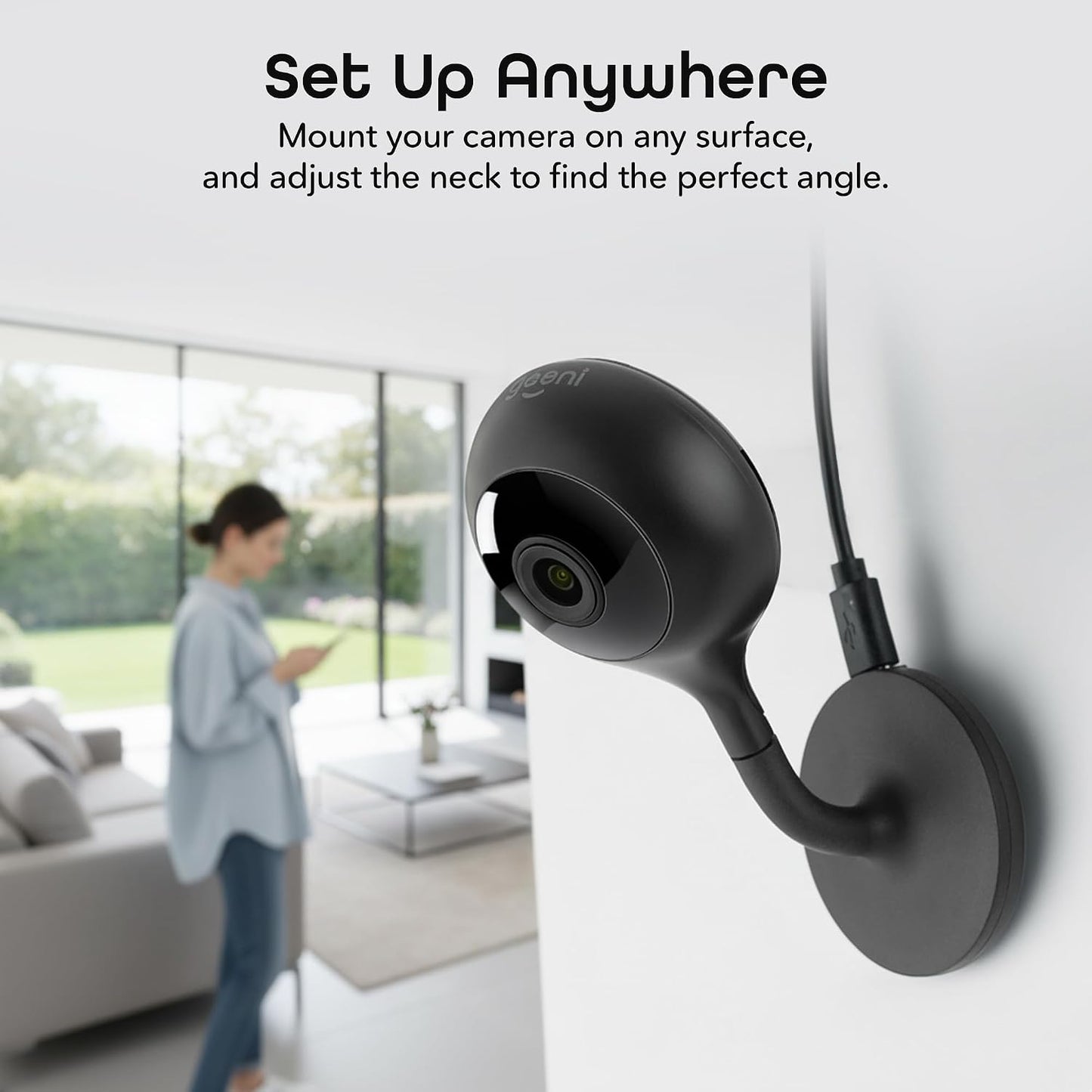 Geeni 2K 4MP 1440p 2-Way 10m Look Smart Indoor Security Camera Ultra HD WiFi Pet & Baby Monitor with Audio, Motion