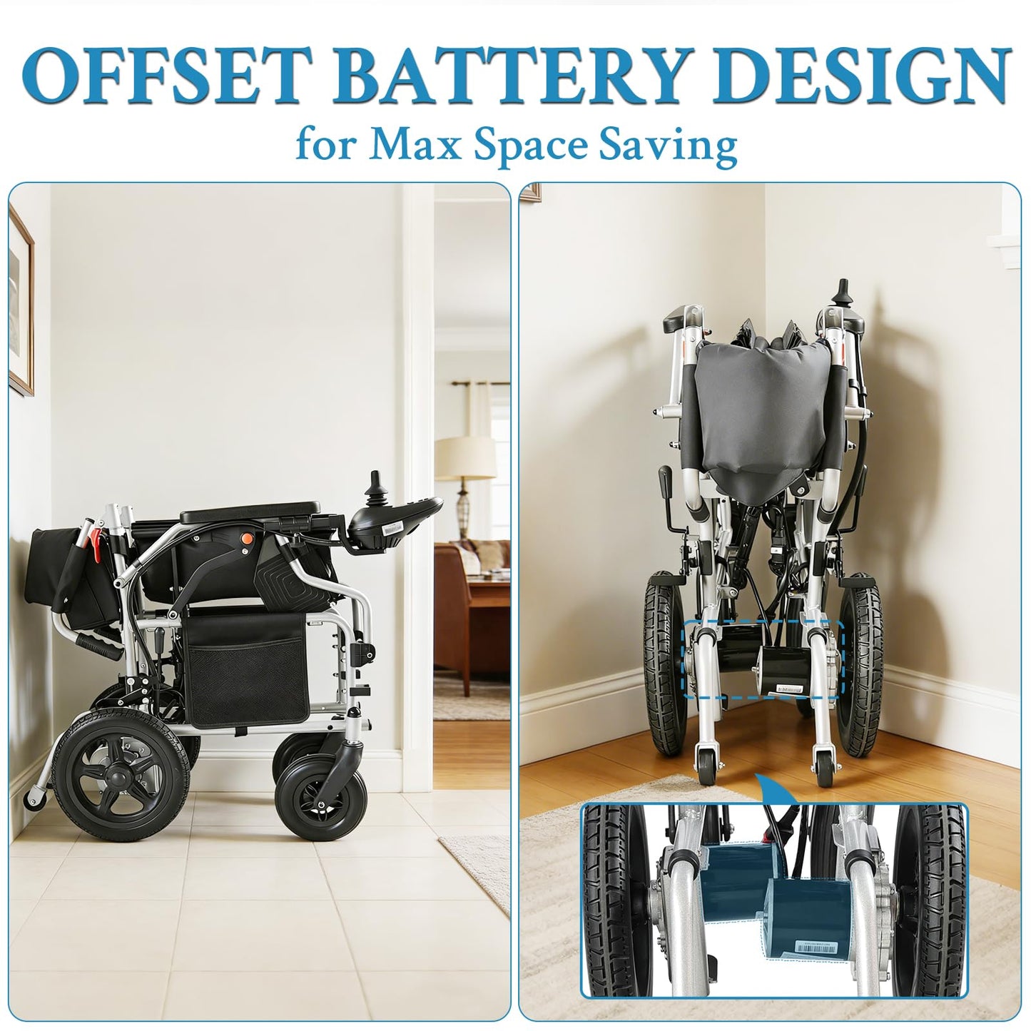 YF001 Zygenair 20" Wider Electric Wheelchair 330 Lbs Capacity Electric Wheelchairs for Adults, Foldable Power Wheelchair Lightweight Motorized Mobility Chair with 12Ah Lithium Battery (Silver, Max)