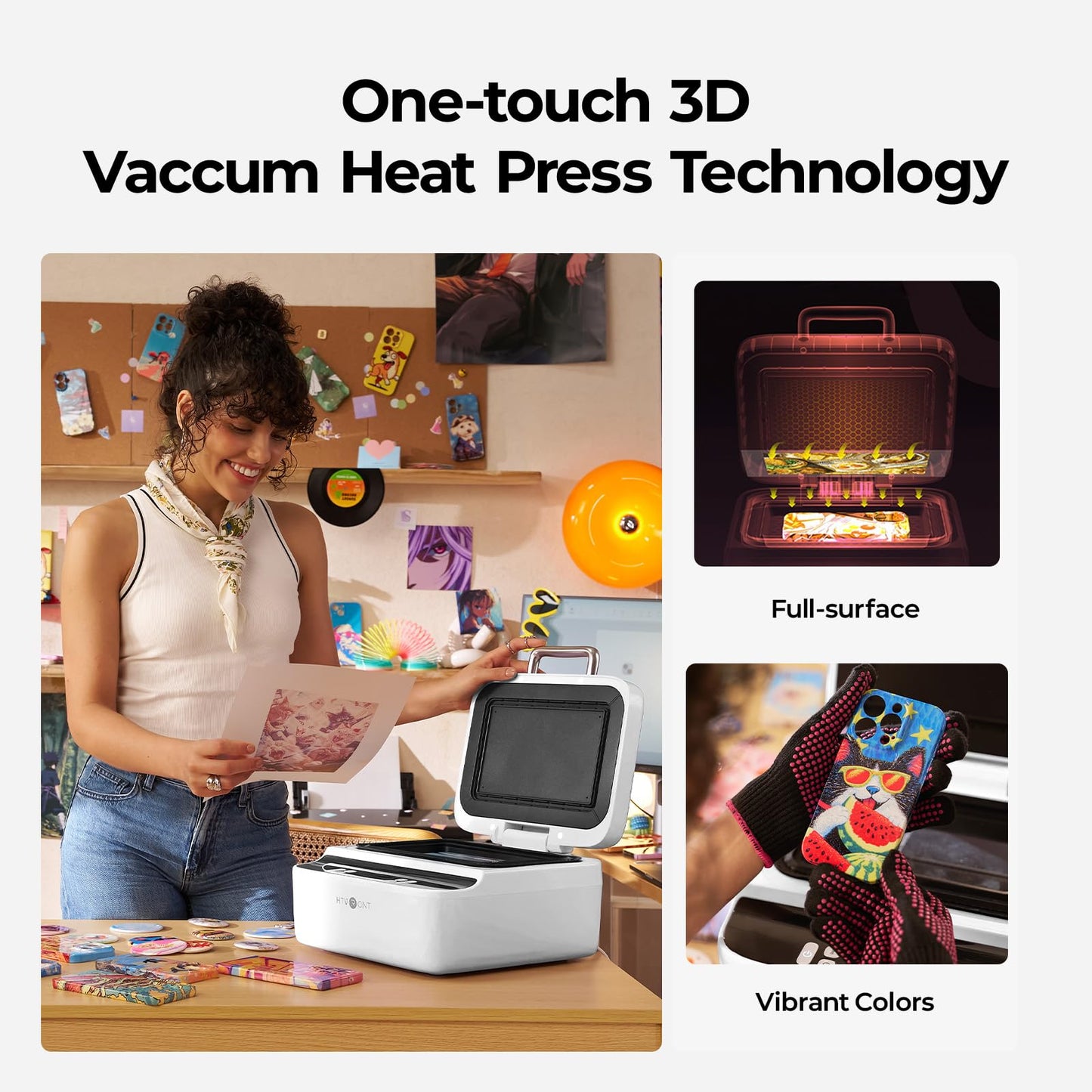 HTVRONT H17 Phone Cases Heat Press Automatic Vacuum Heat Press Machine for Phone Cases (Compatible with iPhone)+ Tumbler Heat Press Machine