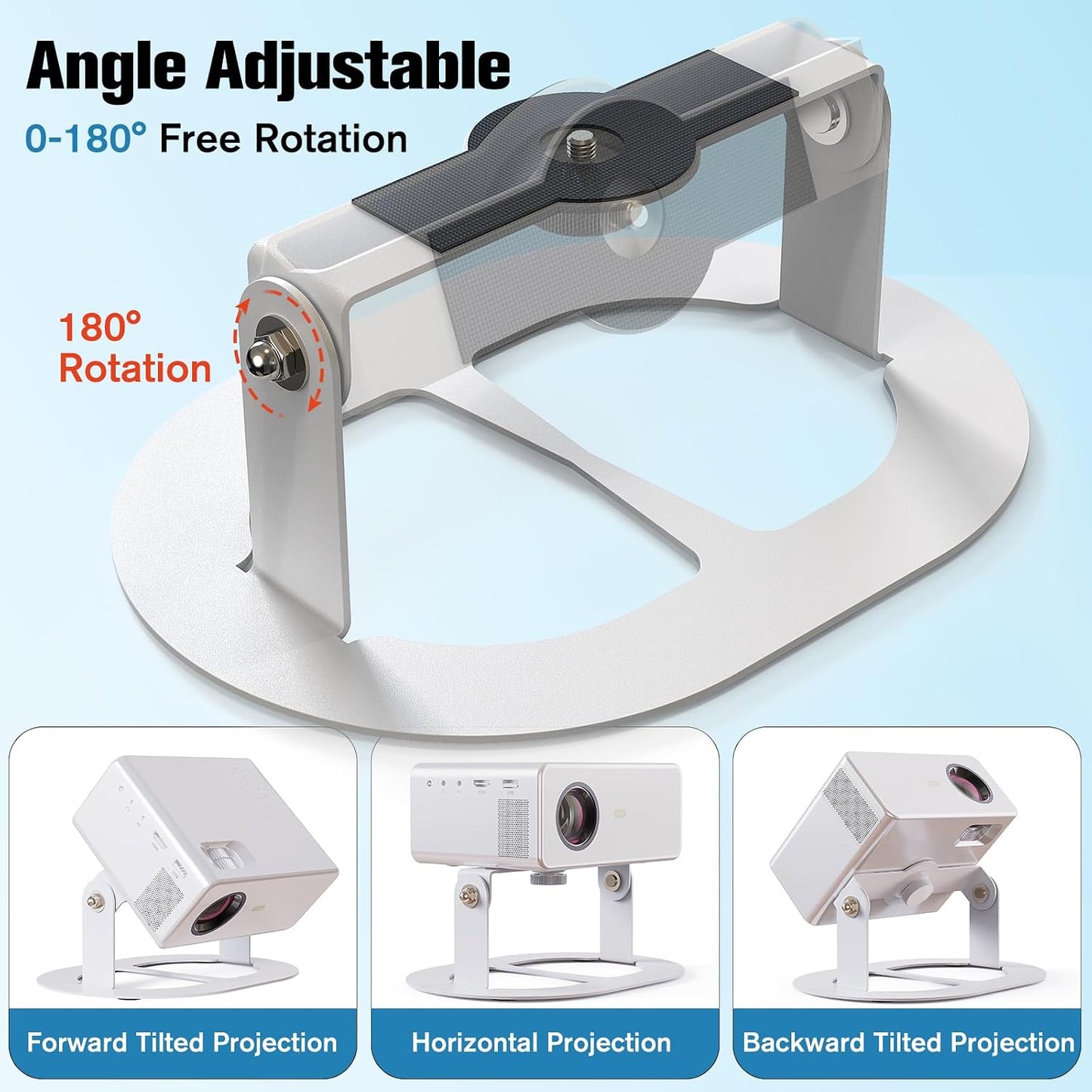 1/4 inch DAWASAPAT Projector Stand MINI Desktop Mount Angle Adjustable Projector Stand with Mounting Screw & Cable Ties
