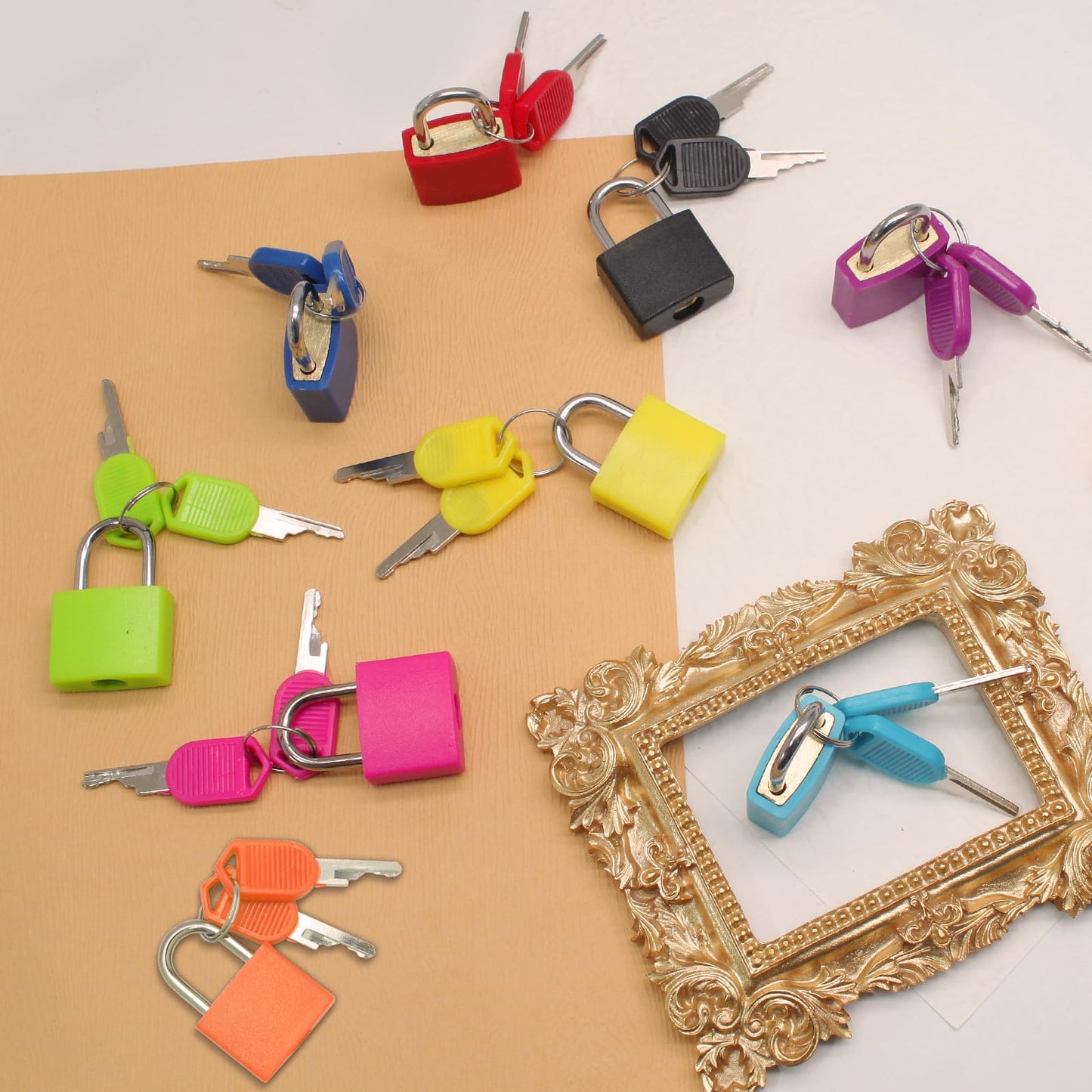 Bonsicoky 6 Pack Suitcase Locks with Keys - Multicolor Metal Luggage Padlocks - Mini Keyed Padlocks for Suitcase, Backpack, Boxes, Travel Bags, Locker