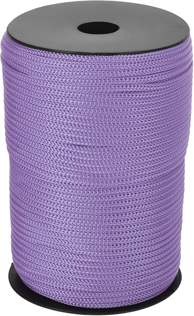 MECCANIXITY 5/32 Inch Polypropylene Rope Braided Ropes, 328ft Camping Rope Hollow Utility Cord for Clothesline, Hiking, Outdoor, Light Purple