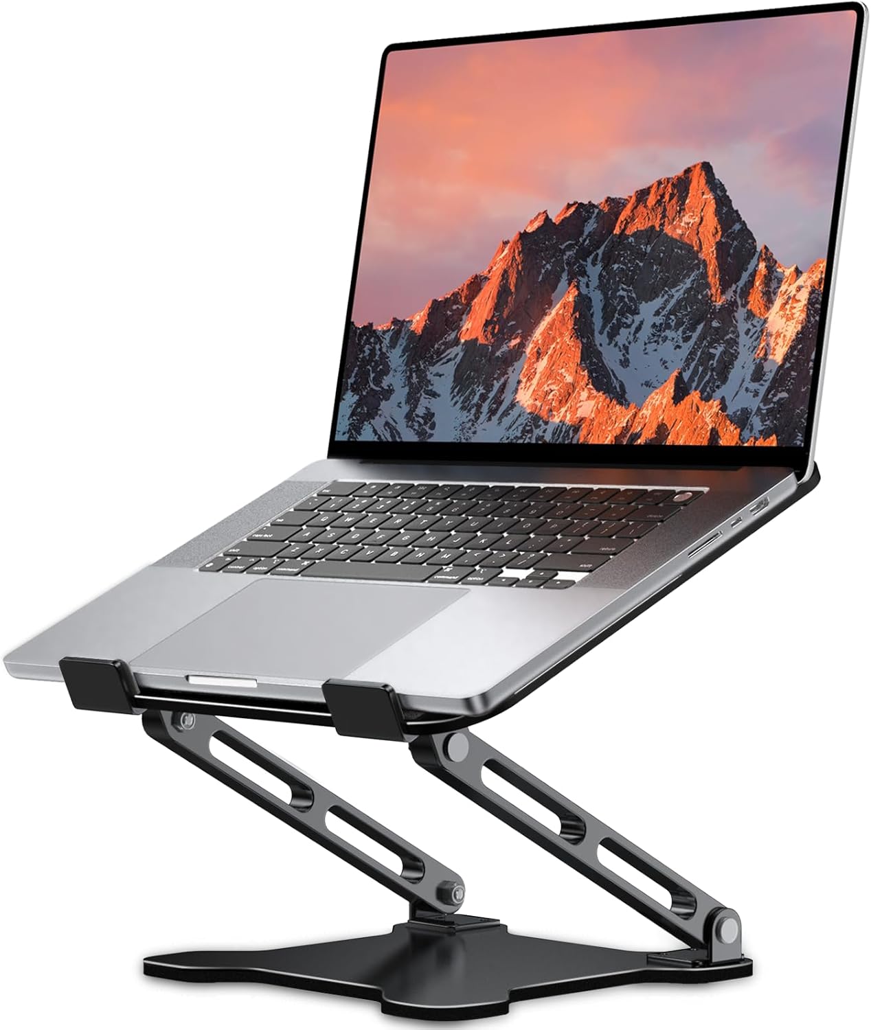 LOXP 10-15.6" Adjustable Laptop Stand for Desk, Metal Foldable Laptop Riser, Portable Ventilated Cooling Lectern