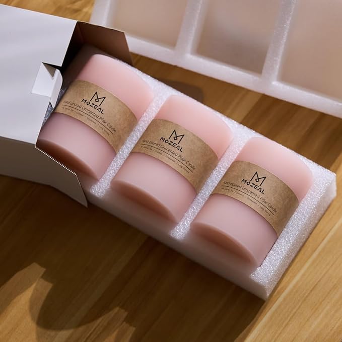 MOZEAL 4" x 10" Extra-Large Pearl Blush Pillar Candles (Set of 2), Unscented, Dripless, Smokeless, Long Clean-Burning, Tall 10 inch Large Pearl Blush Pillar Candles for Weddings and Mother's Day Decor