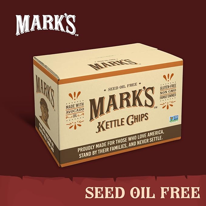 MARK’S Kettle Cooked Avocado Oil Potato Chips, BBQ – Seed Oil & GMO Free | Barbecue, 5 oz (Pack of 3) | Gluten Free, Non-GMO, Chips for Clean & Healthy Snacking