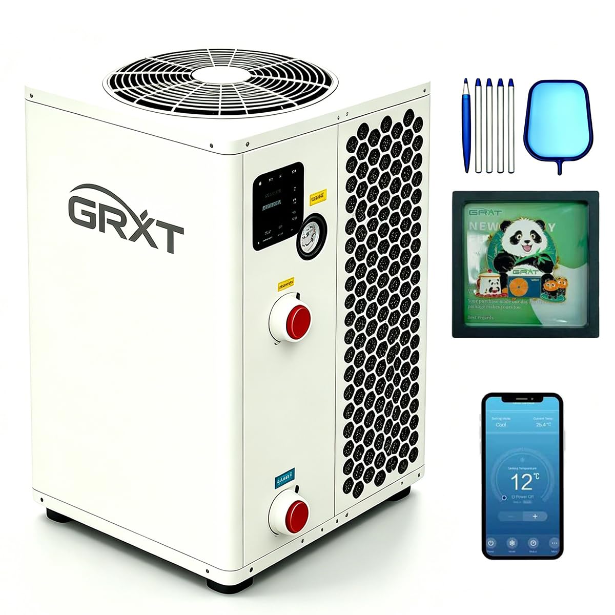 Full Inverter Heat Pump for Hot Tub and Bath, 35,000 BTU Electric Swimming Pool Heater, 9000 Gallons, for Above and In ground Pools, WiFi Capable Timer, Heating and Cooling, Defrosting, 220-240V