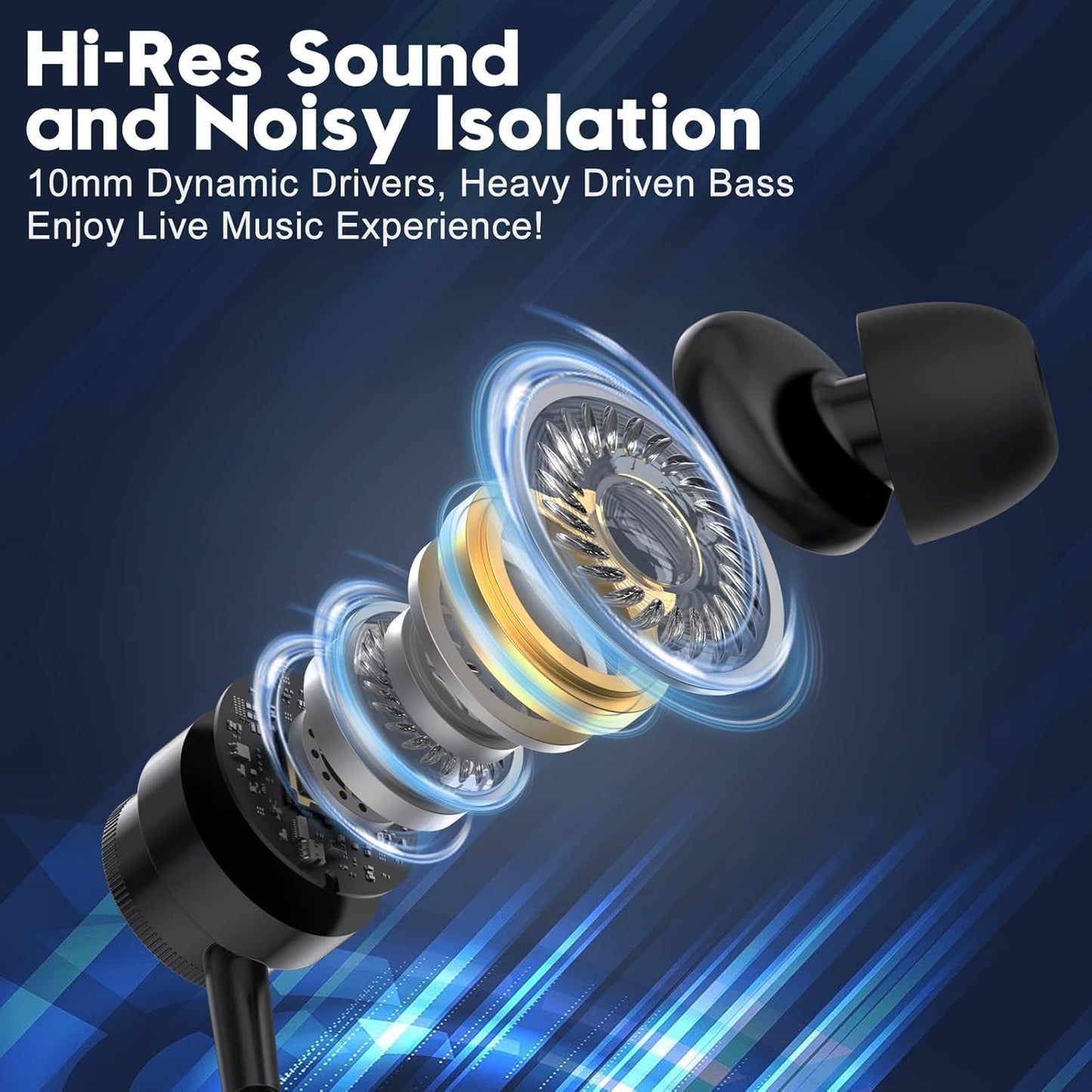 Yatloml MP3 3.5mm Wired Earbuds with Microphone, in Ear Headphones Wired with Heavy Bass Noise Isolation Magnetic