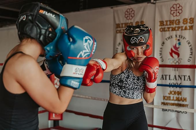 RIVAL Boxing RHG10 Intelli-Shock Headgear, D3O Front and Side Padding, Hook and Loop Back Adjustment with Lace on Top, and Anatomical Rear Head Pad Every Time
