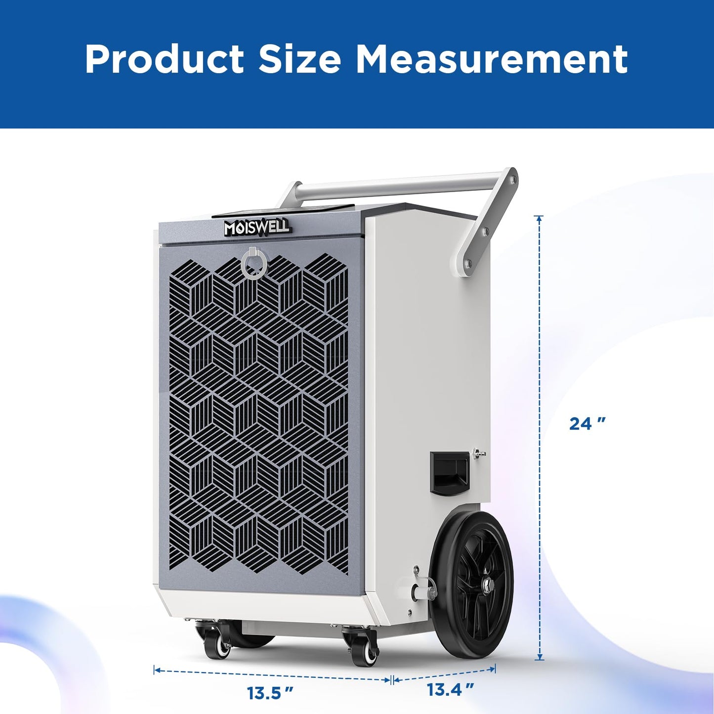 Moiswell 160 Pints Commercial Dehumidifier with Pump and Drain Hose for Basements, Heavy Duty Commercial Grade Dehumidifiers for Large Spaces, Warehouse, Industry Water Damage Unit, Auto Defrost