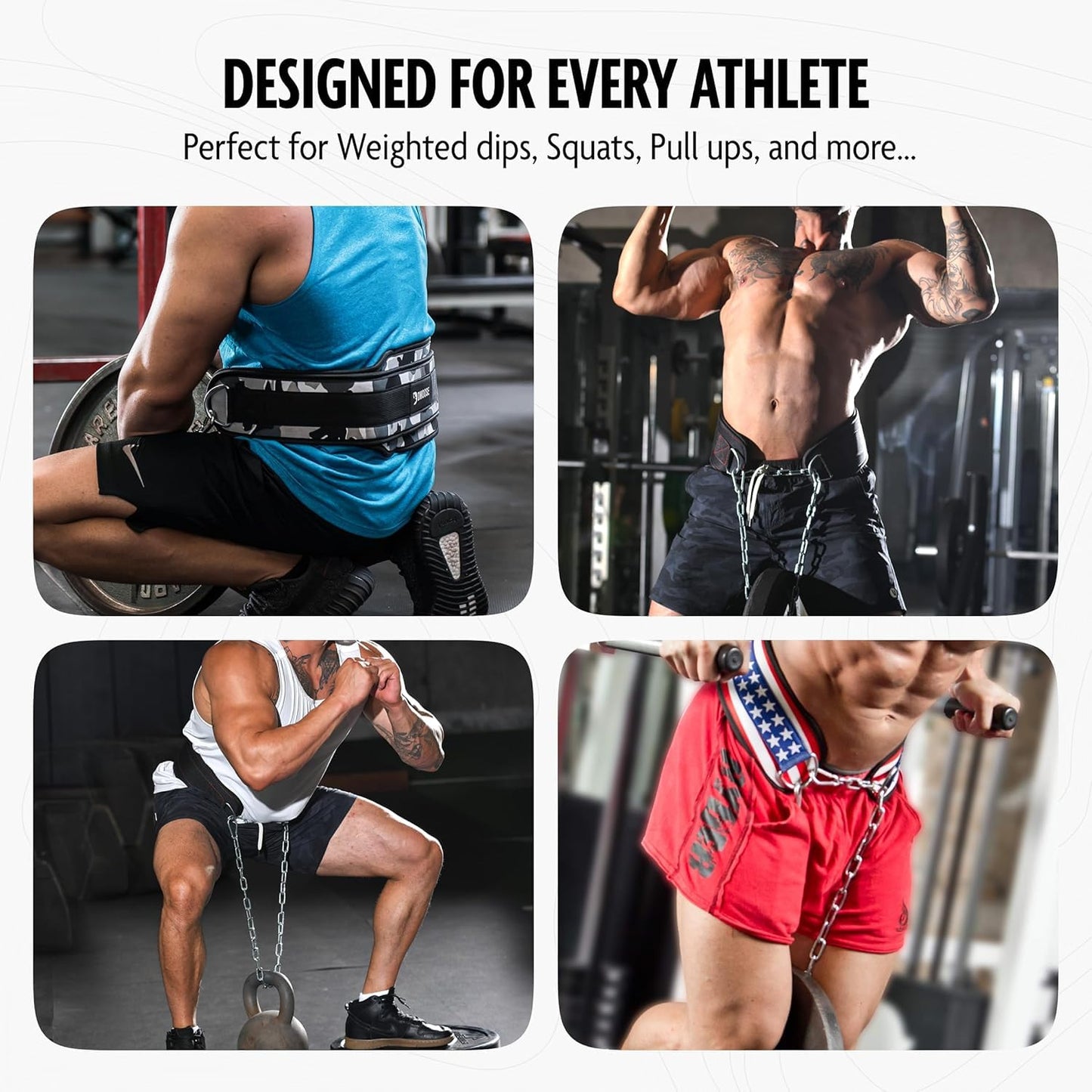 DMoose Fitness Dip Belt for Weight Lifting, Pullup, Squats & Dips - 36" Robust Steel Chain & Comfortable Neoprene Padding Supports 350lbs, Gym Weight Belt for Strength Training (Military Green)