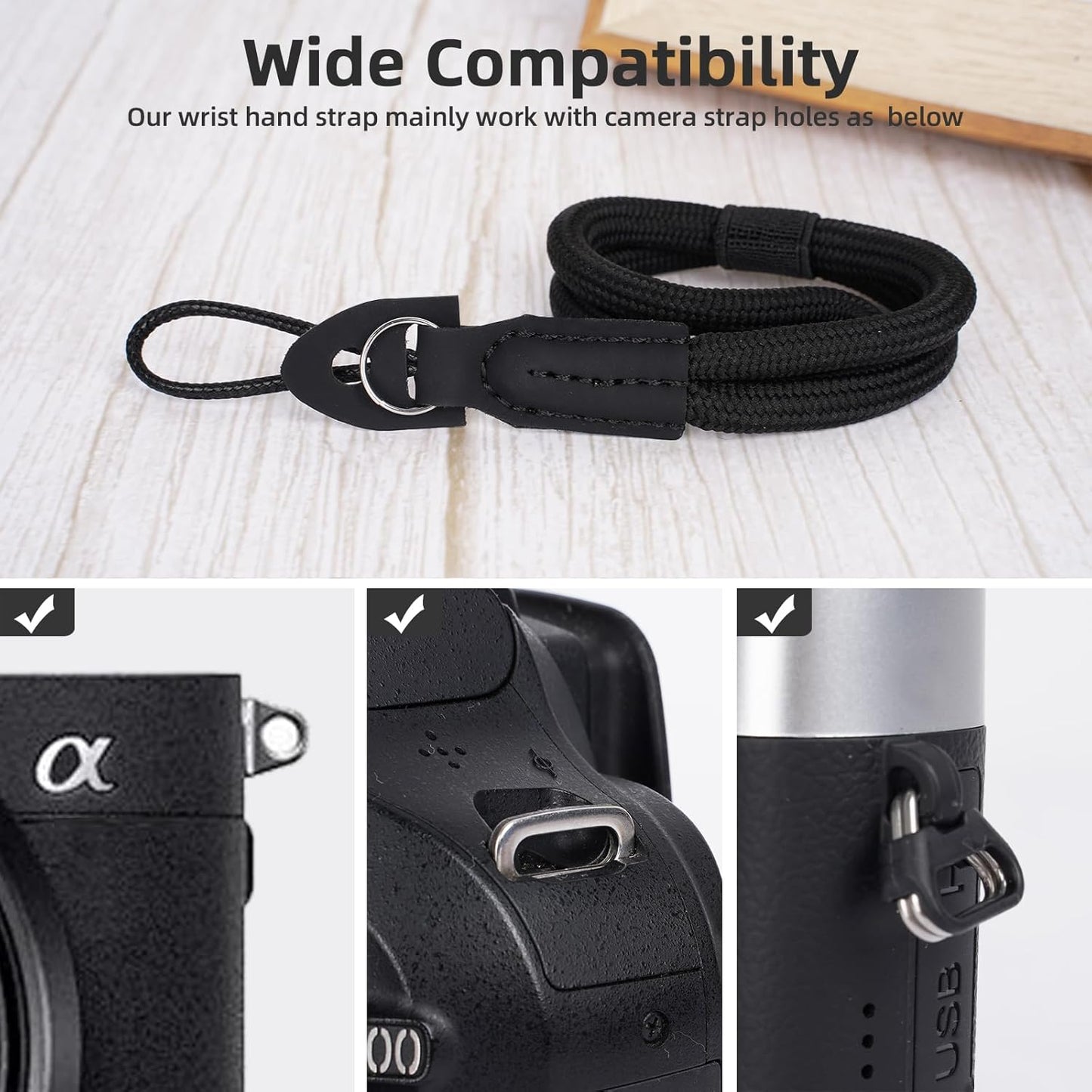 Yoocheese X100vi,X-T5,X100,Canon G7x T100, Z8,Sony a7 Rope Camera Wrist Strap: Safety Hand Straps for Mirrorless