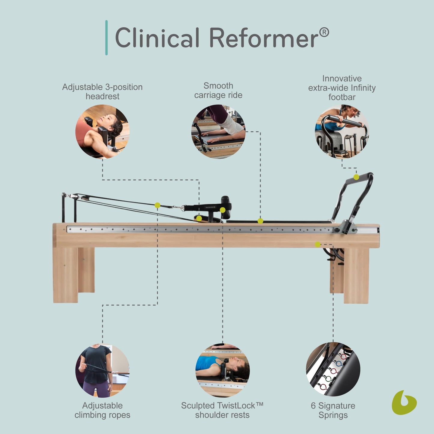 Balanced Body Clinical Pilates Reformer with 39-Inch Infinity Footbar, Pilates Exercise Equipment, Workout Equipment for Home or Studio