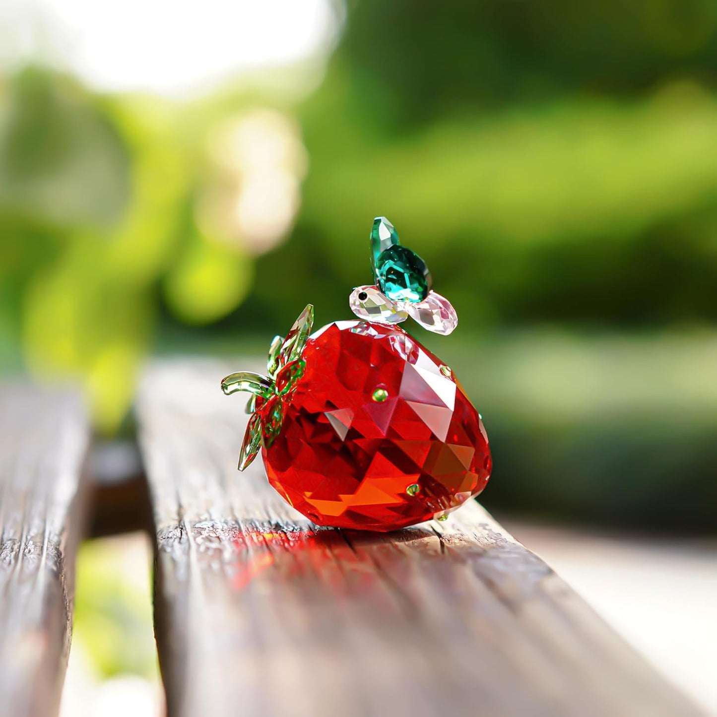 QFkris Crystal Strawberry Figurine - Mini Glass Art Collectible | Perfect Gift for Home Decor & Birthdays