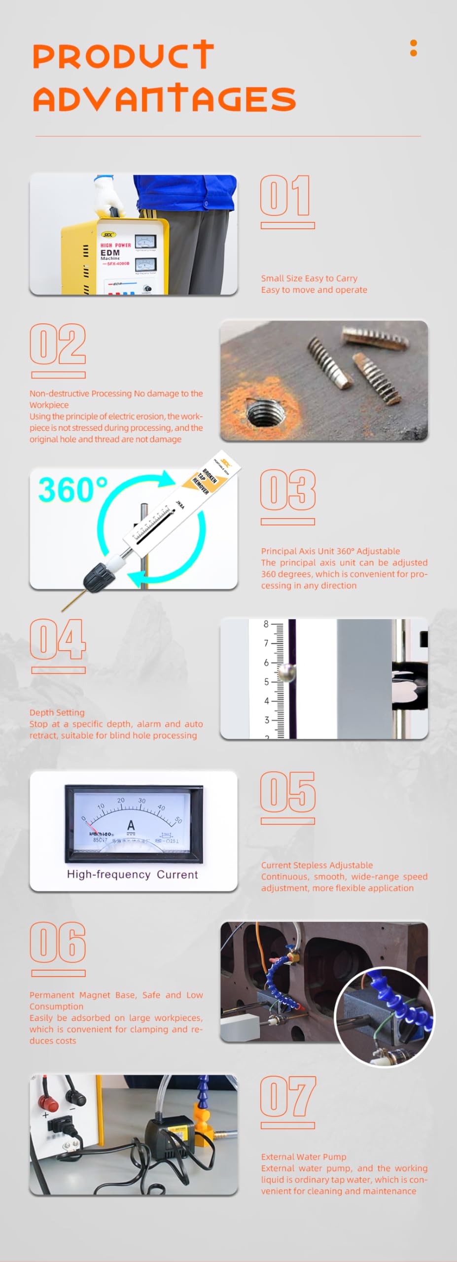 SFX 3000W Portable EDM broken tap remover tap eroder tap removal tool tap burner tap disintegrator fast remove 5/64'' to 1-57/64'' broken drills, taps, reamers, bolts (Depth setting for blind hole)