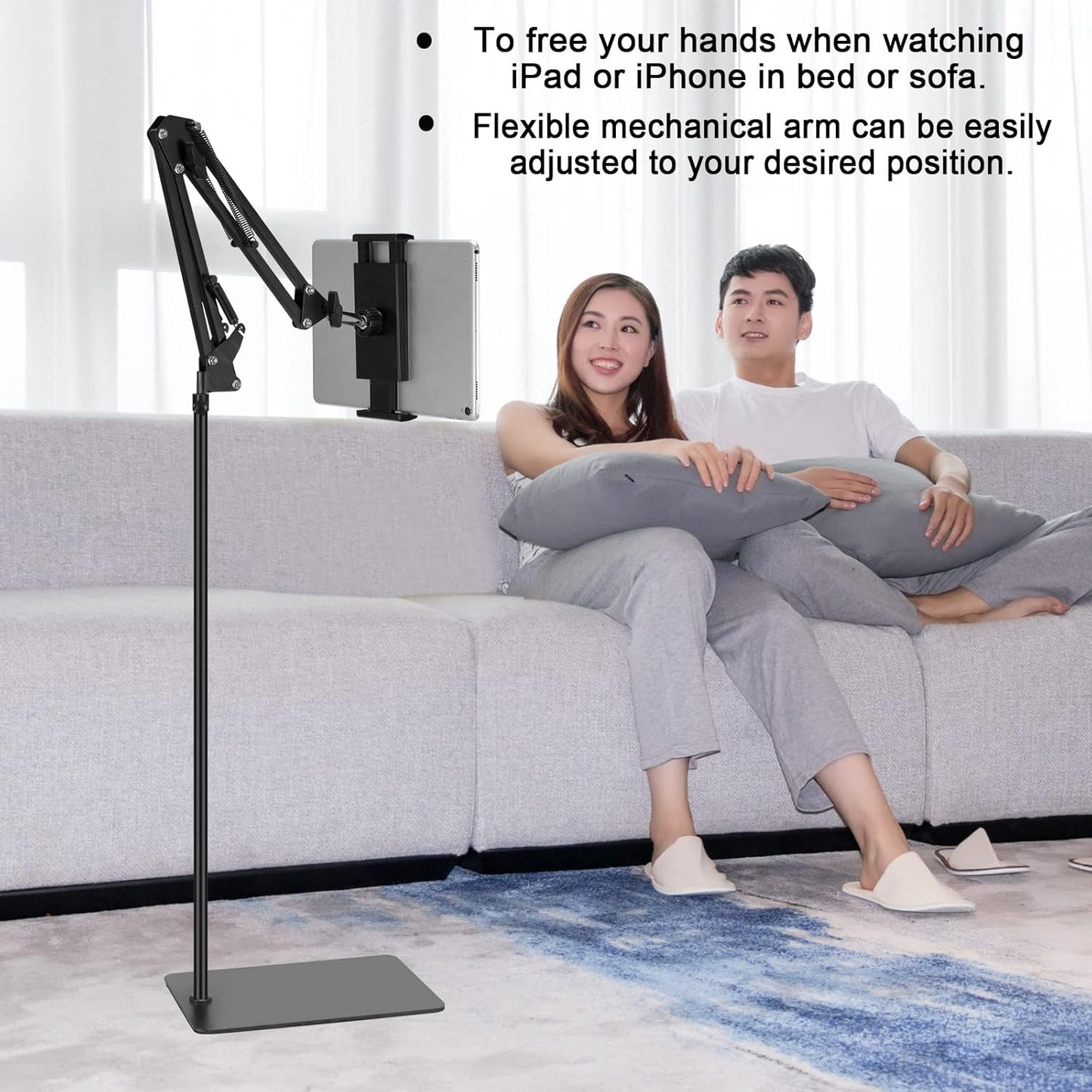 SAMHOUSING 360-degree 4.7~12.9 Inch-Screen Tablet Floor Stand, Adjustable Universal Rotatable Metal Tablet Holder