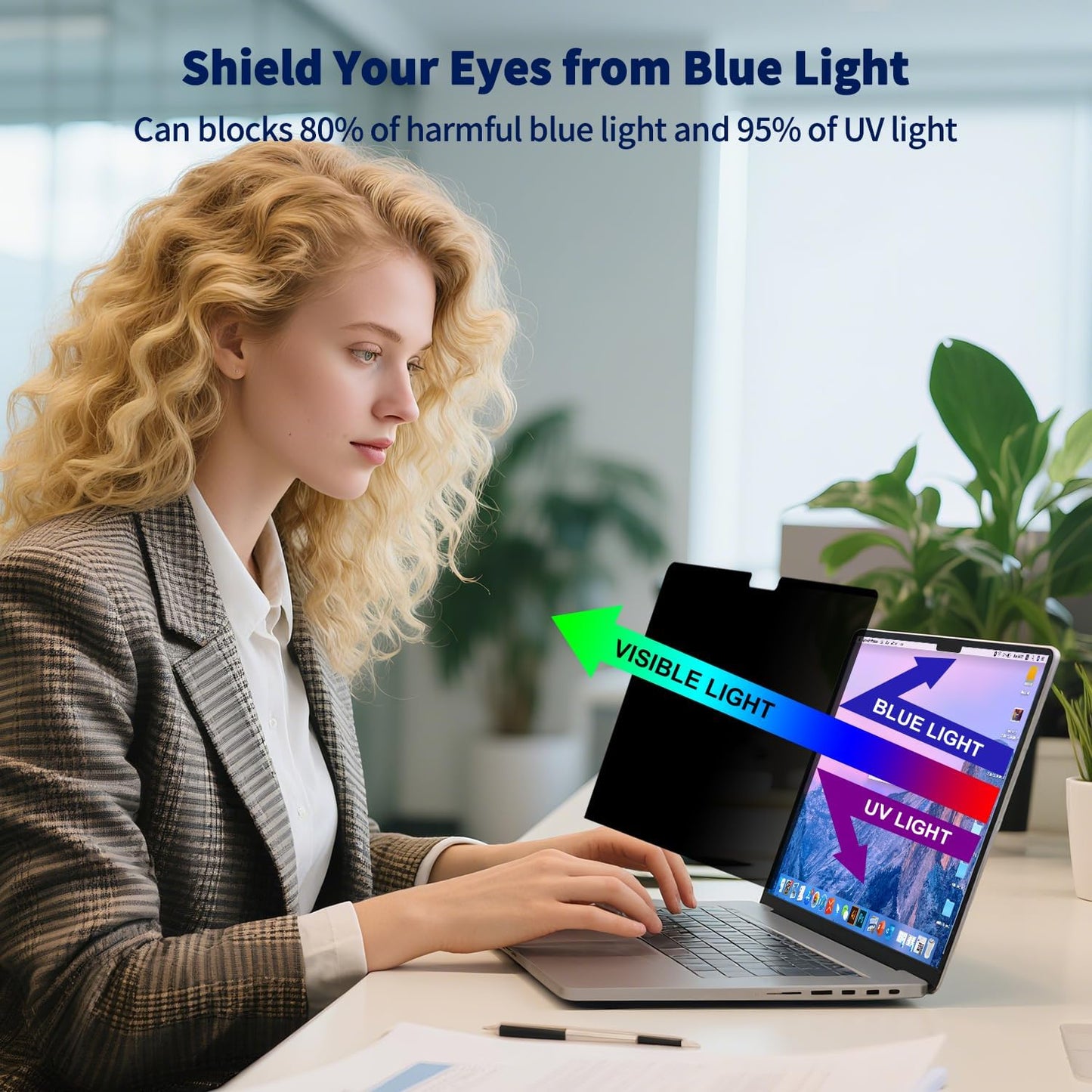 16 Inch 16:10, 16" 1920x1200 Magnetic Laptop Privacy Screen Removable Matte Anti Glare Blue Light Filter - Computer