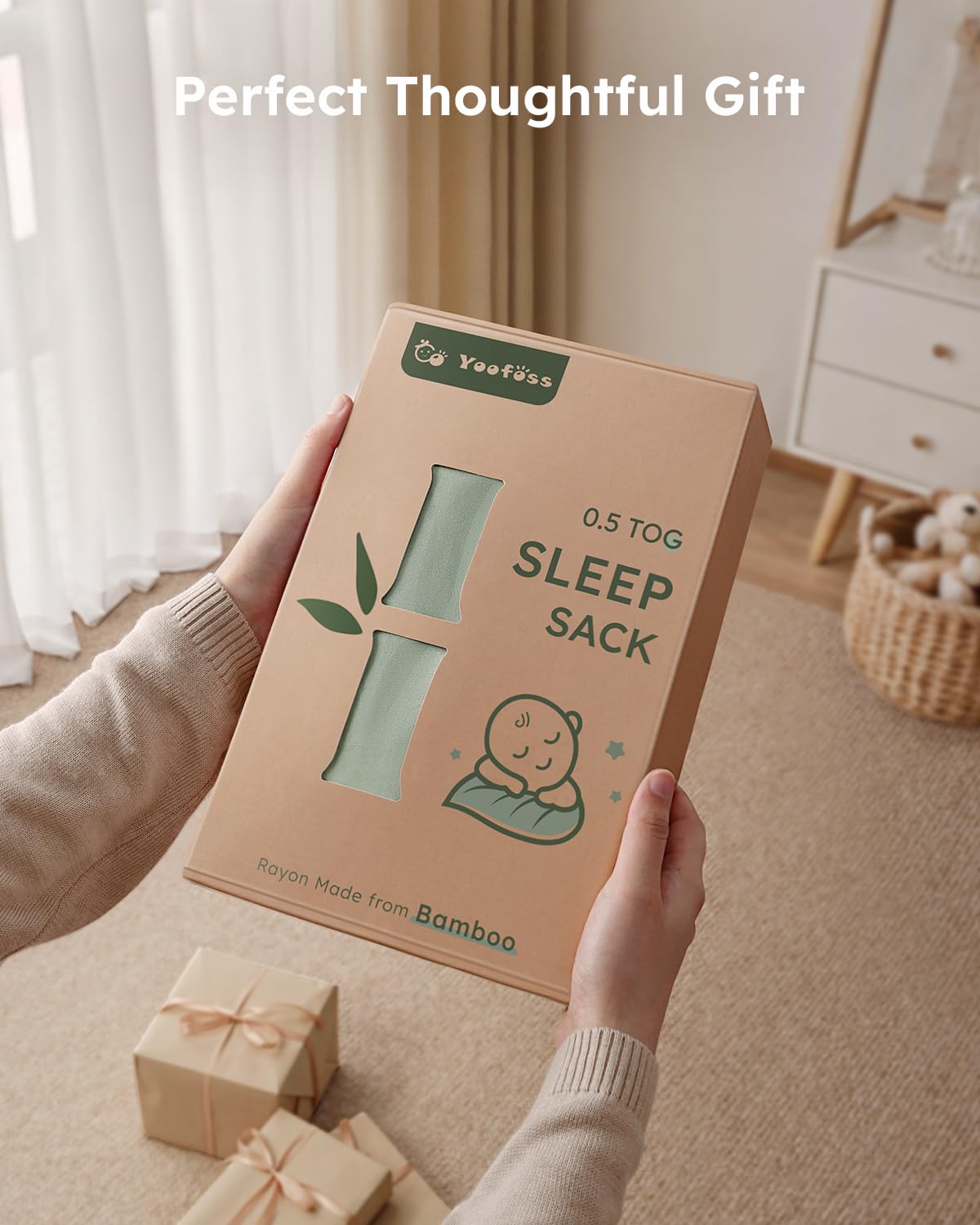 Yoofoss Baby Sleep Sack - Super Soft Bamboo Wearable Blanket for Infants 12-18 Months | 2-Way Zipper, Blue & Green