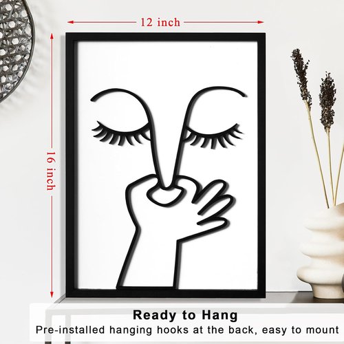 KIOSSUT 3D Wood Framed Bathroom Wall Art - Cute Black and White Toilet Pictures | Ready to Hang, 12 x 16 Inches