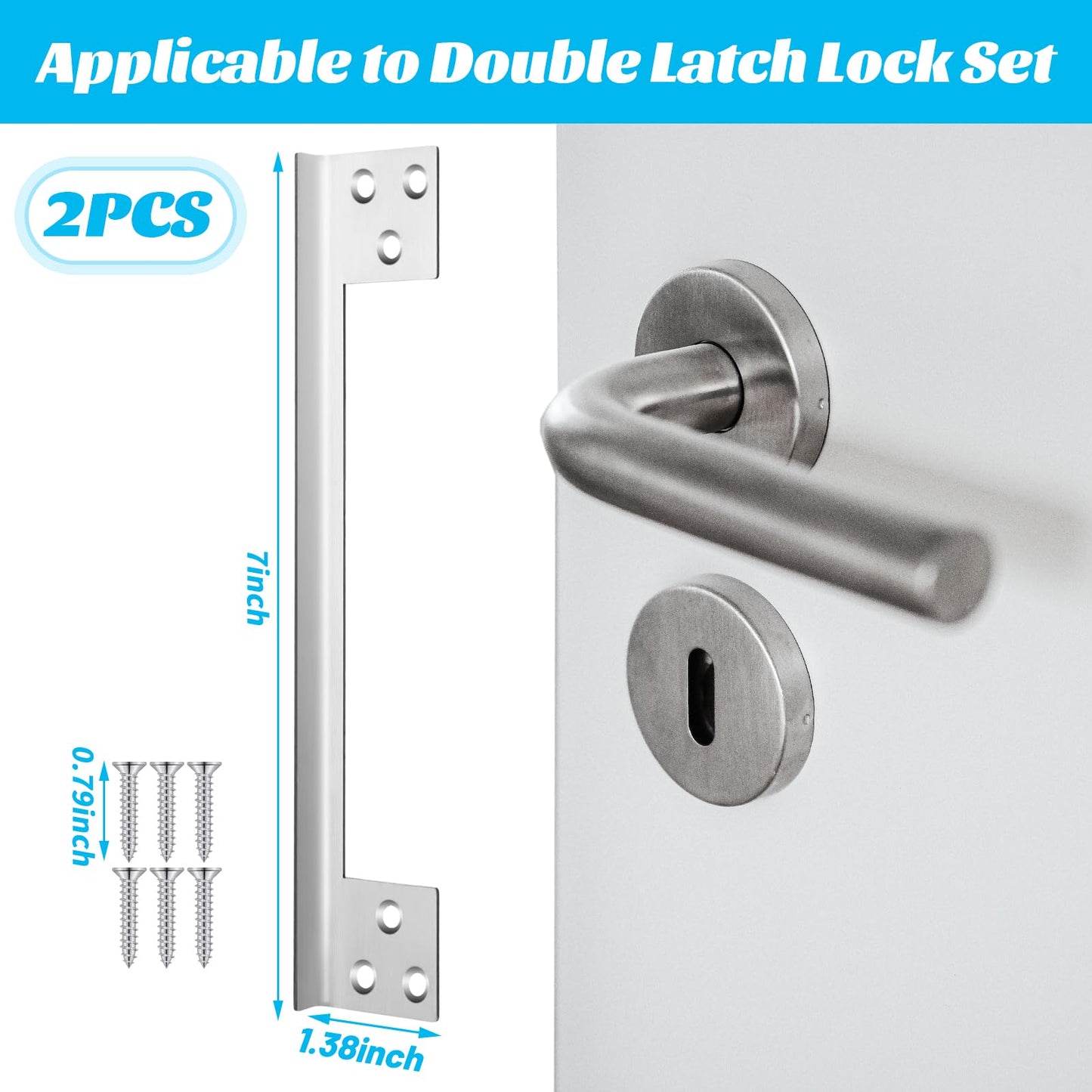 Blulu 2 Pcs Door Latch Guard Plate 7 Inch Outswing Angle Latch Protector Shield L Shaped Security Reinforcement Striker Plates to Block Access to Door Lock Deadbolt