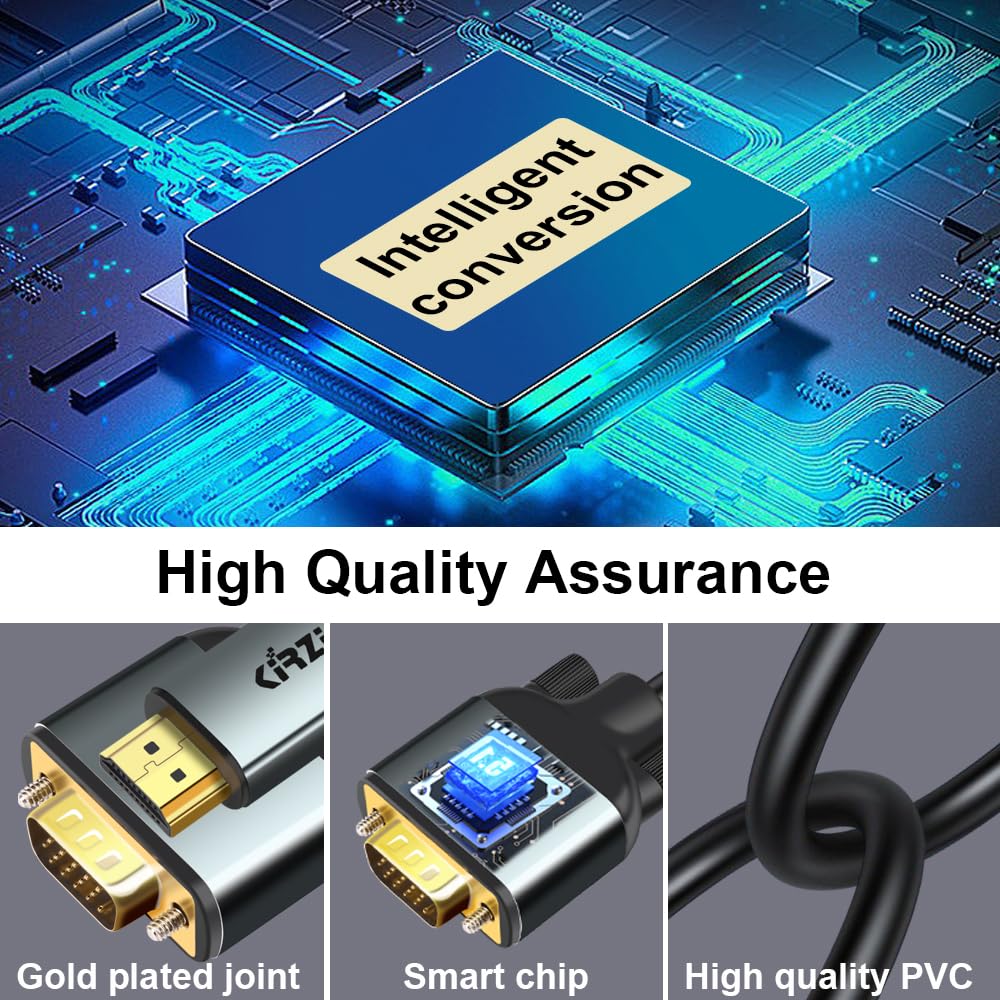 (50ft) HDMI to VGA Cable, Uni-Directional HDMI Computer to VGA Monitor Cable