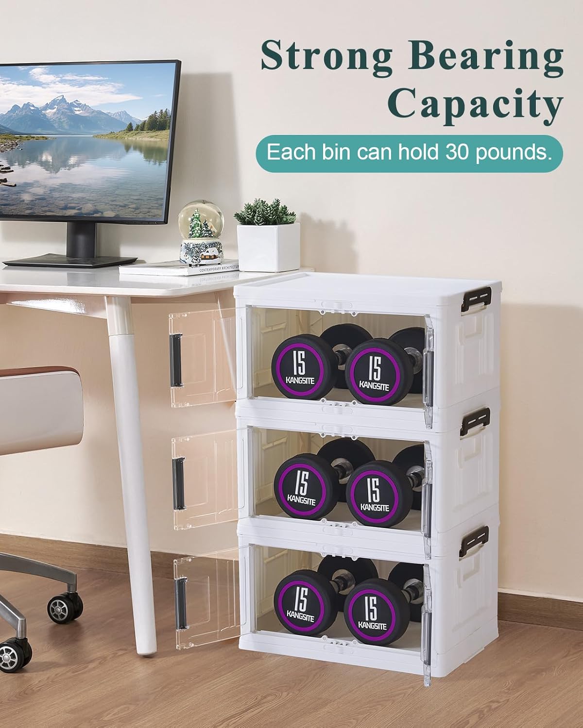OlarHike 23QT Stackable Storage Bins - Collapsible Plastic Boxes with Lids & Wheels | 3-Pack for Easy Organization