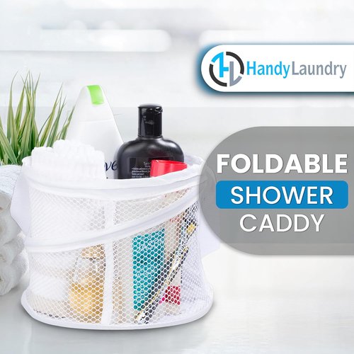 Handy Laundry Portable Shower Caddy - Collapsible Mesh Organizer with Quick Dry Drainage | Large Compartments for Travel & Gym