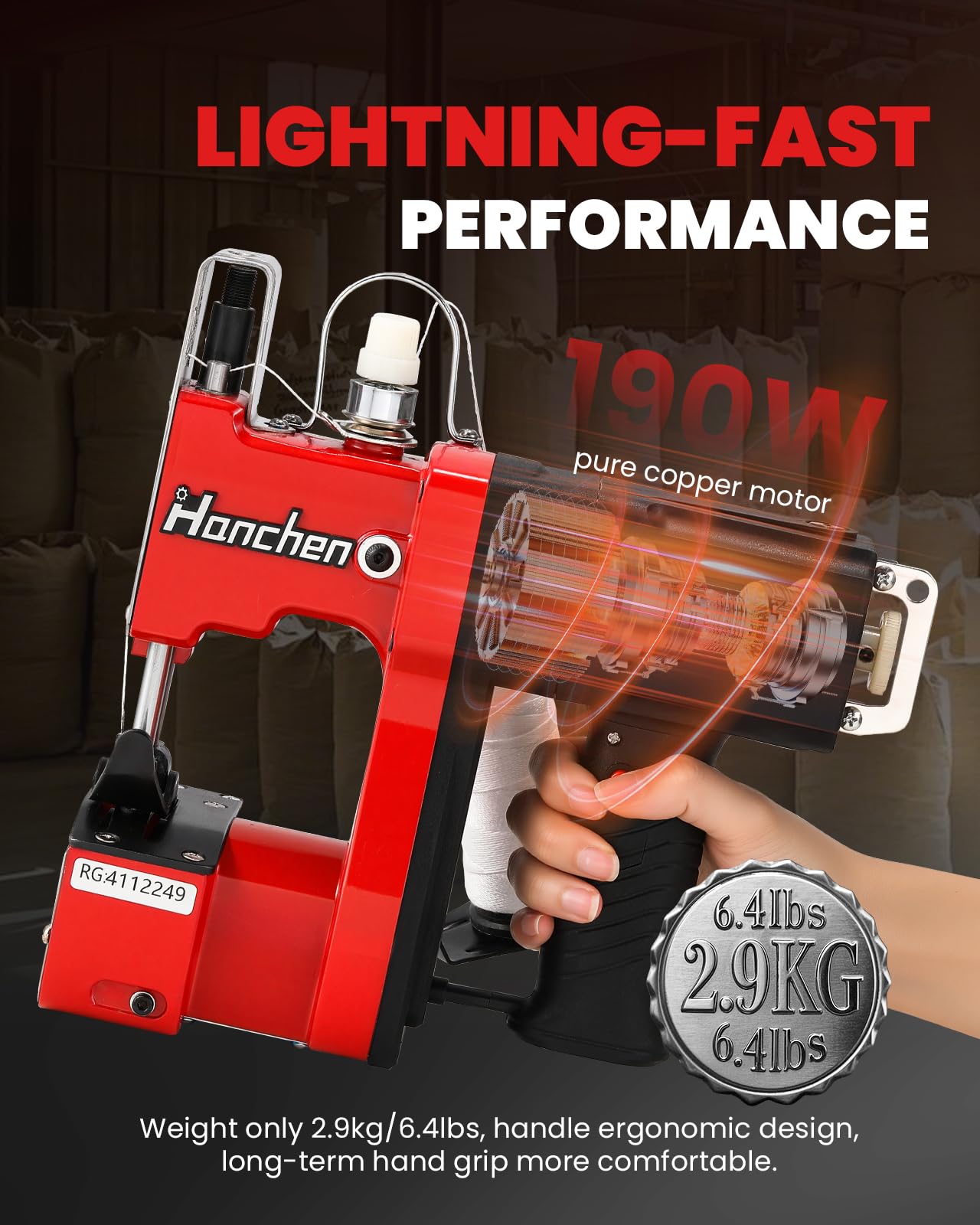 Hanchen Bag Sewing Machine High Speed Bag Sealing Machine Bag Closer Bag Closing Machine Bag Stitching Machine Industrial Sewing Machine Bag Stitcher for Sack Woven Kraft Paper Bag Sealing