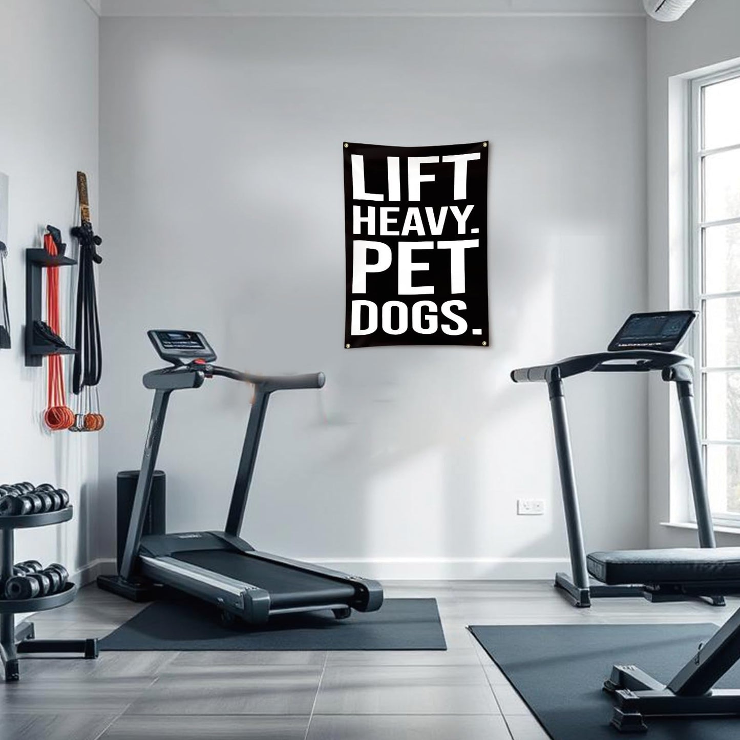 Lift Heavy Pet Dogs Flag Motivational Home Gym Flag Banner Office Gym Wall Decor Fitness Lifting Flag with 4 Brass Grommets for Home Garage Gym decor 2x3 Feet