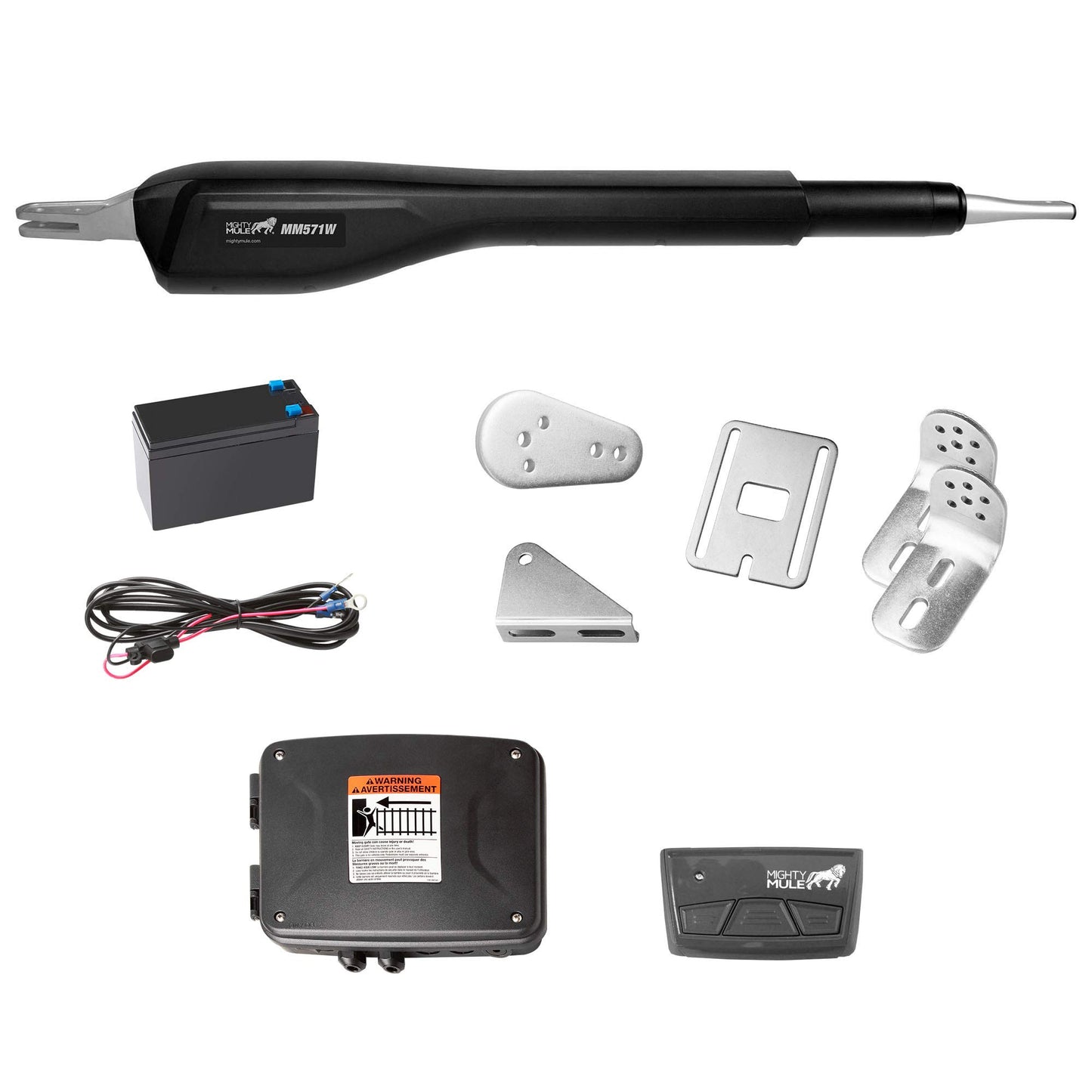 Mighty Mule MM571W Heavy Duty Smart Gate Opener, Single, Black & ar Panel Kit (FM123) for Mighty Mule Automatic Gate Openers,Black Cell & Wireless Digital Keypad (FM137)