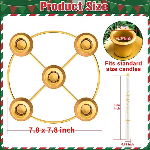 Advent Wreath | 5-Candle Holder Set with Candles & Rings | Festive Table Decoration for Christmas