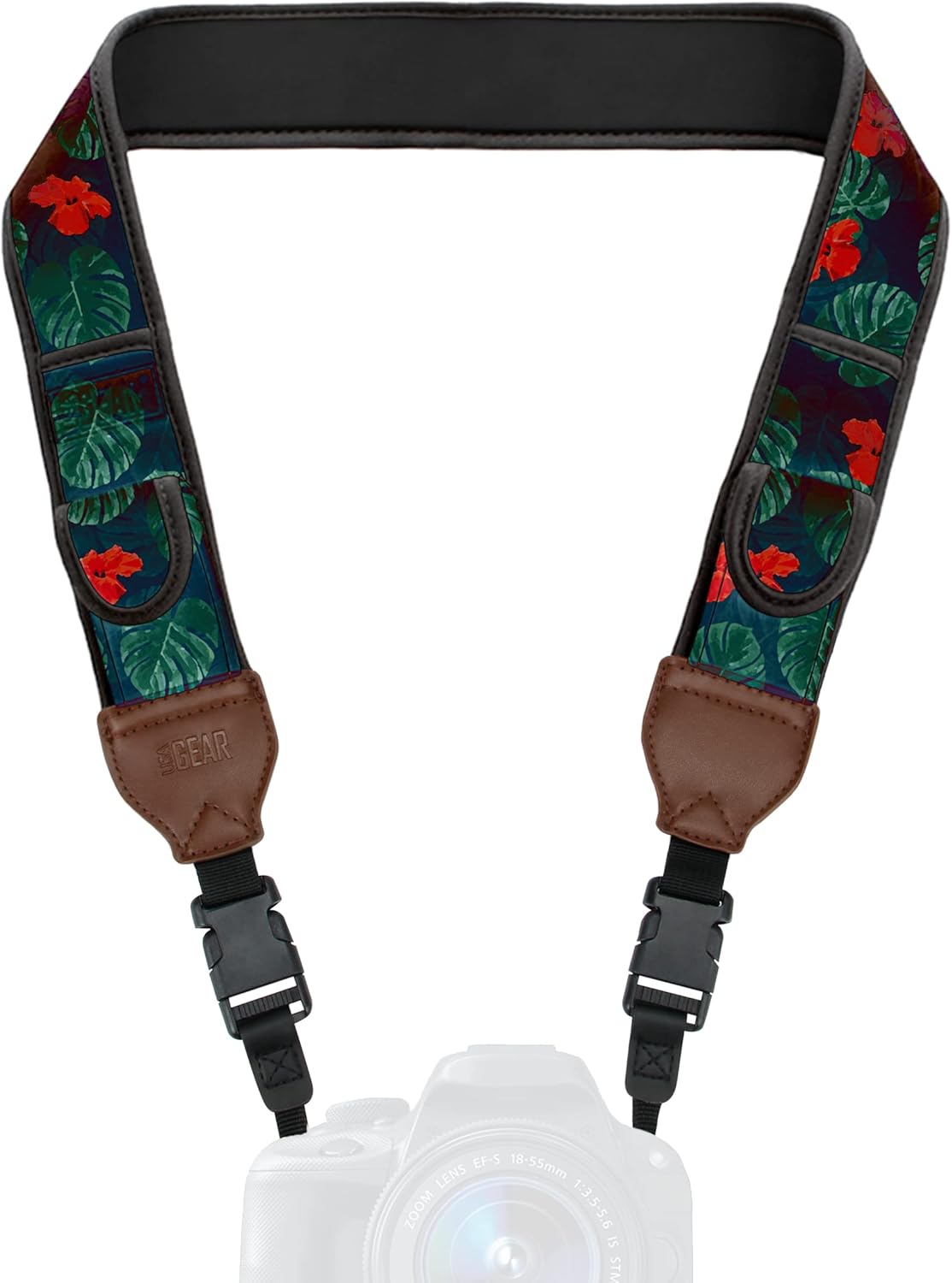 USA Gear TrueSHOT Camera Strap Neoprene Camera Straps - Padded Neck Strap, Pockets, and Quick Release Buckles
