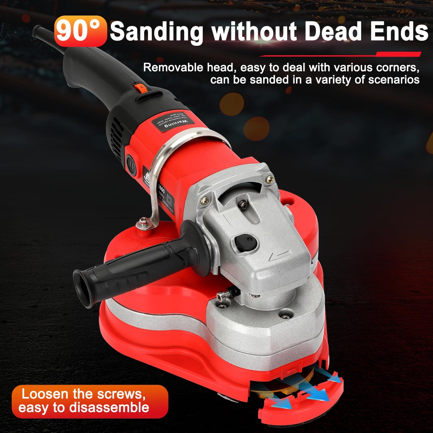 Electric Diamond Polisher Machine with Telescopic Rod，3800W Concrete Grinder Machine with 6-Speed Control & Dust Collection Cover, Floor Grinder for Grinding Concrete Deck Marble Granite