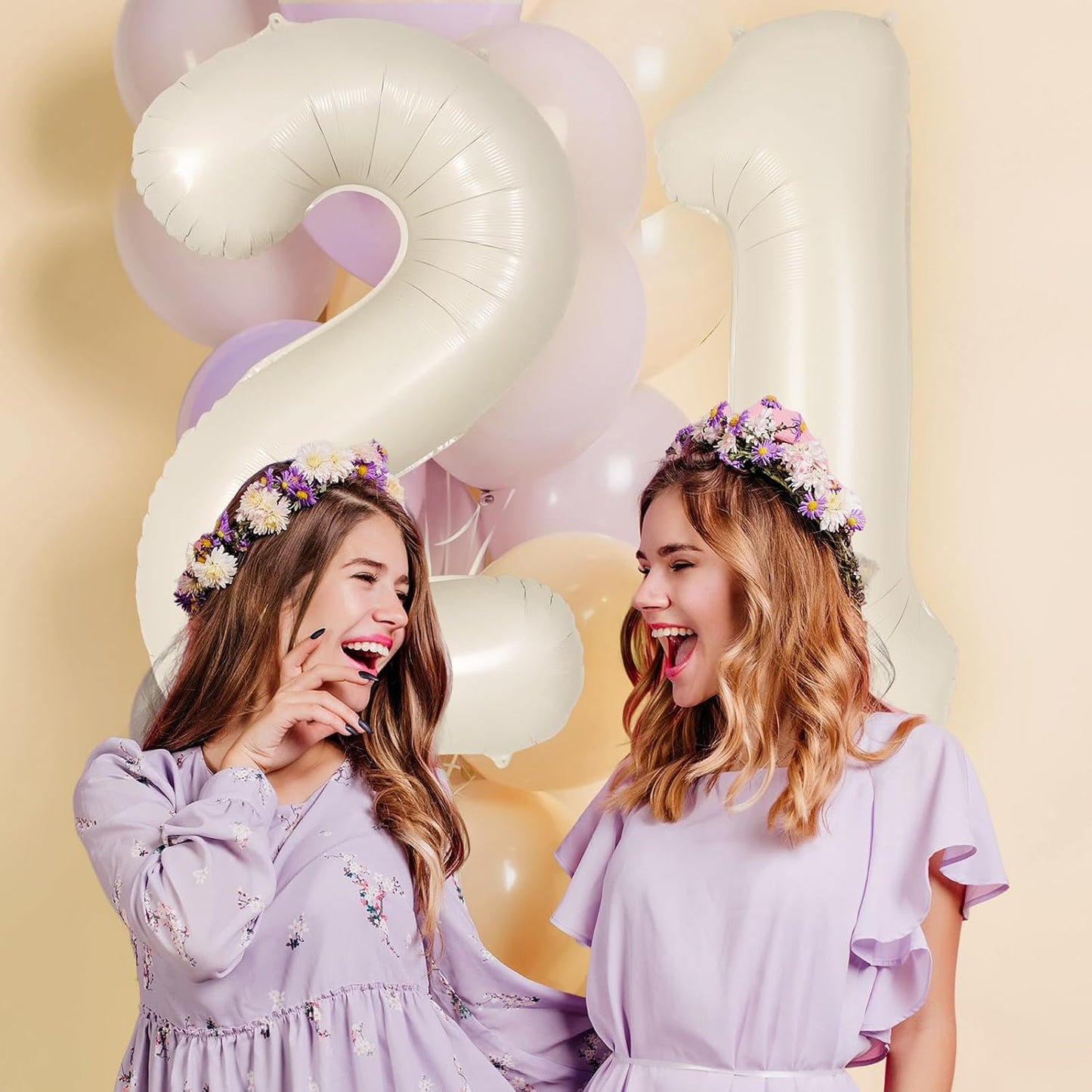 Skiennix Jumbo 40-Inch Number 1 Balloon - Giant Beige Mylar Foil for First Birthday Celebrations