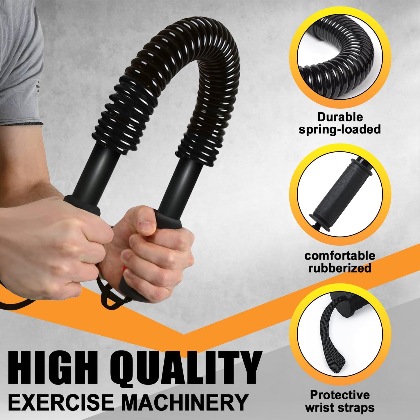CALCHELE Power Twister Bar - Upper Body Exercise for Chest arm Workout Equipment, Strengthening Your Chest Workout, Shoulders,Biceps, Arms, Forearm Strengthener 20-66 LBS