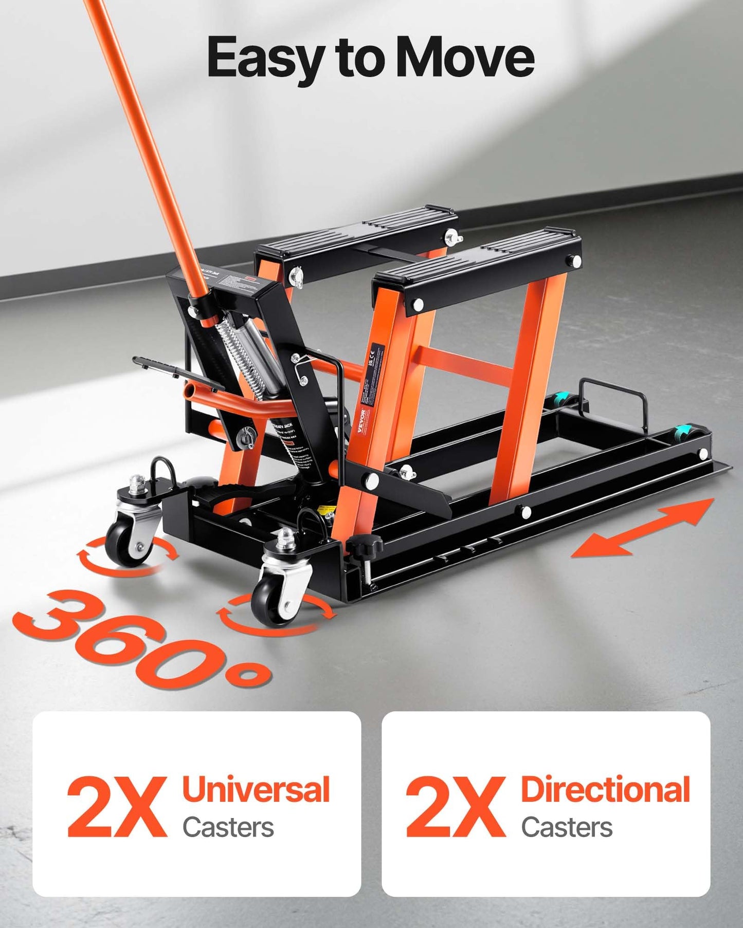 VEVOR Hydraulic Motorcycle Lift Jack 1500 LBS Capacity ATV Scissor Lift Jack Portable Motorcycle Lift Table with 4 Wheels Hydraulic Foot-Operated Hoist Stand for Motorcycle ATV UTV Powersports